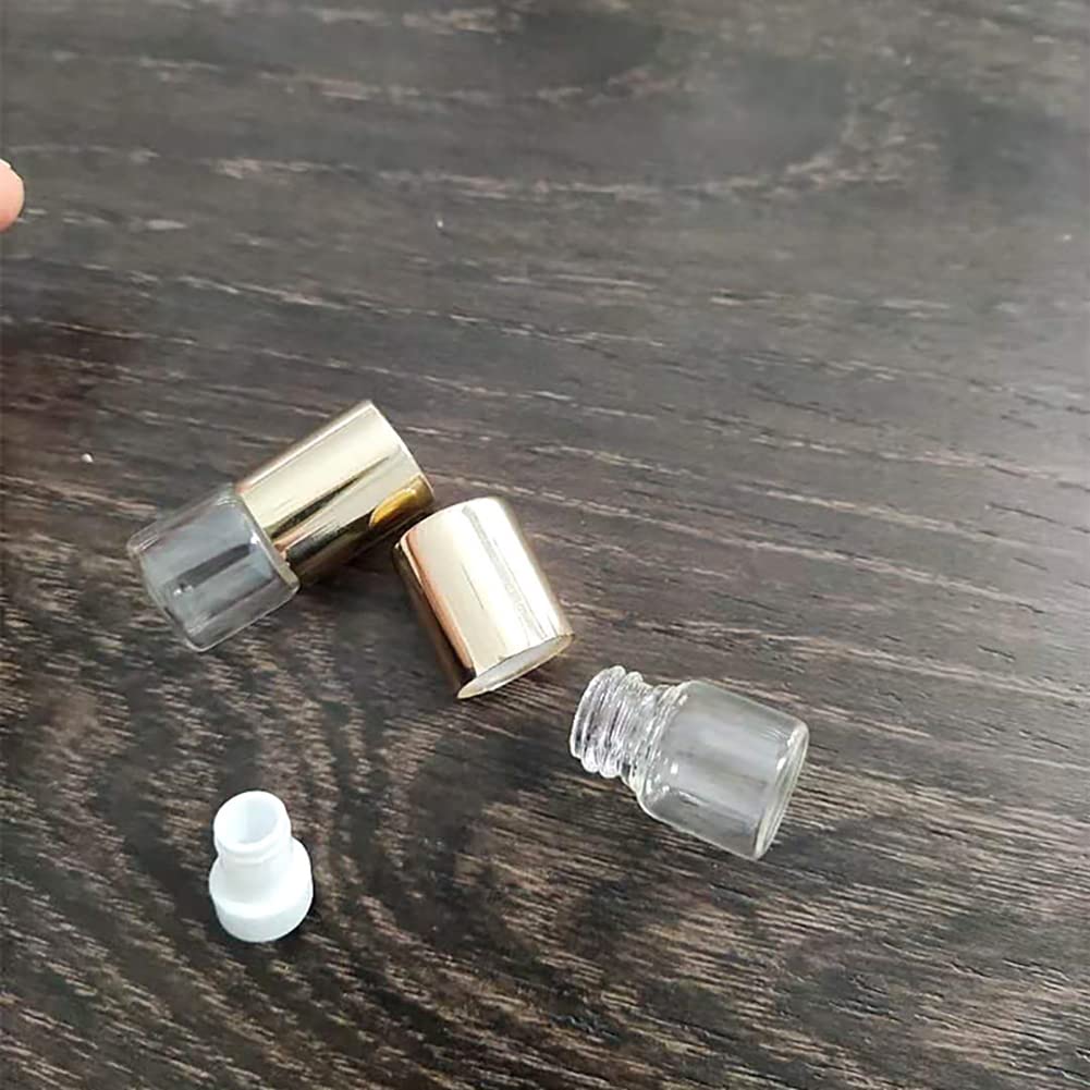 12 Pcs 1ml Mini Glass Roll On Bottles - Refillable Essential Oil Bottles for Aromatherapy, Perfume & Sample Vials with Golden Cap | Portable Travel Size for DIY Blends, Gift Sets & Skincare Samples