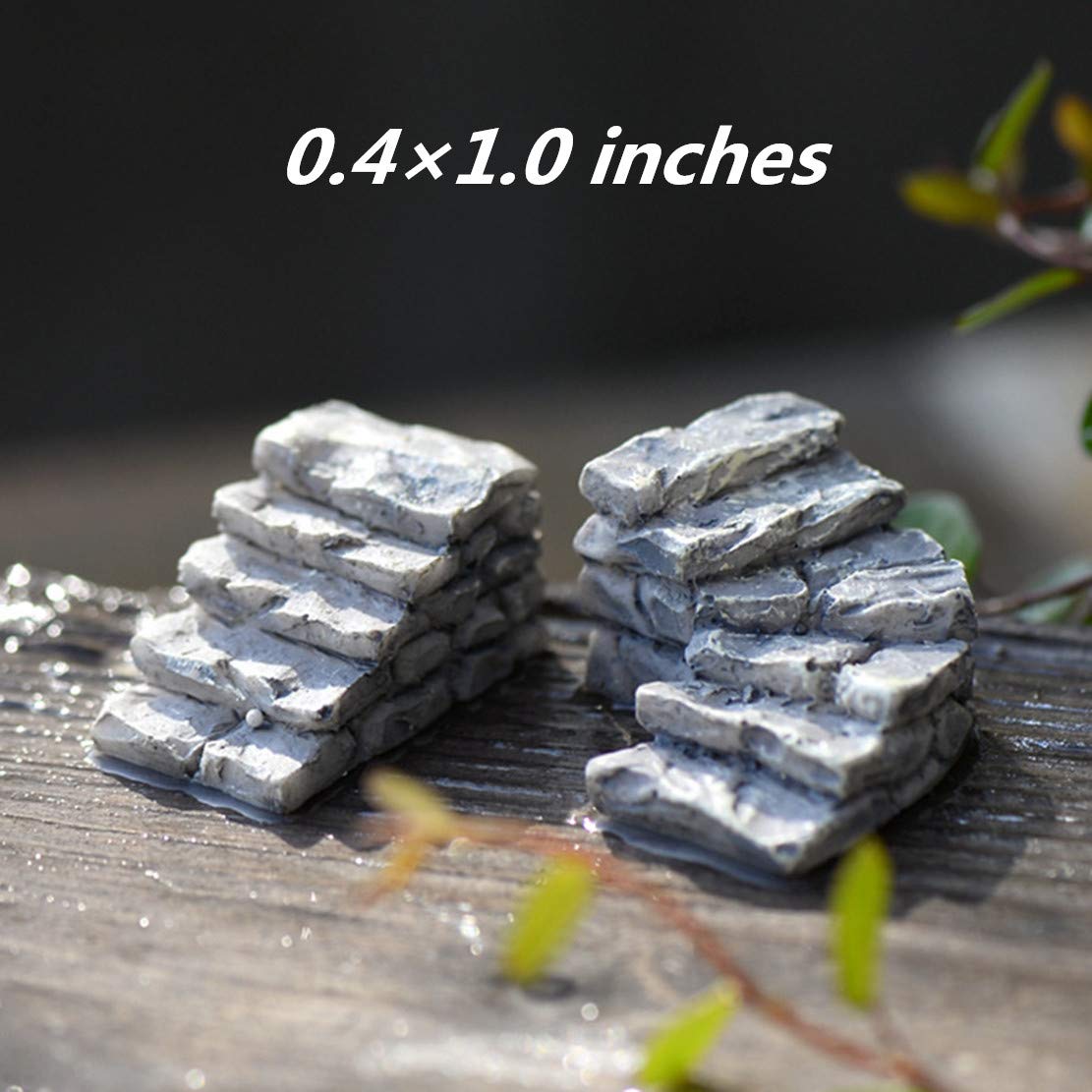 3 PCS Fairy Garden Decor Set - 2 Stone Stairs & 1 Wood Bridge for Miniature Gardens, Bonsai, Fish Tanks & Terrariums - Perfect for DIY Mini Landscapes, Fairy Houses and Home Decor