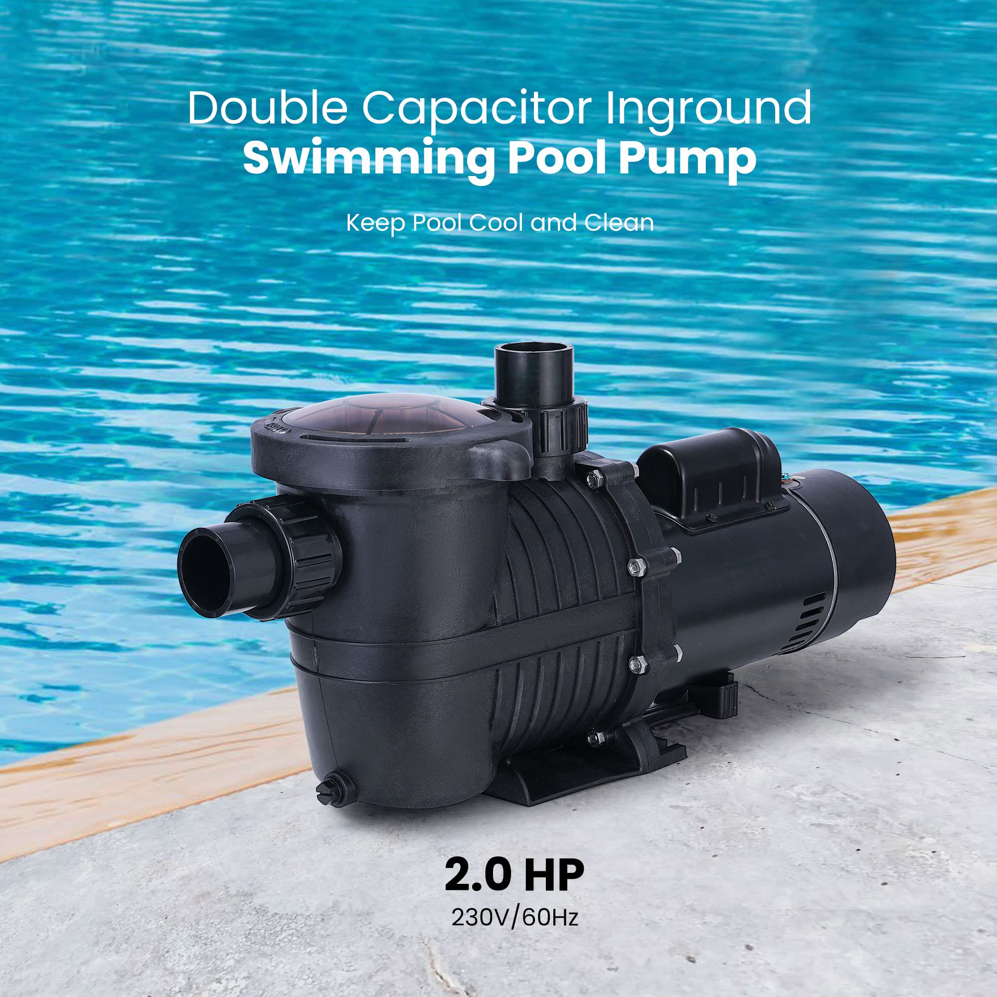 VIVOHOME 2.0 HP Self Priming In-Ground Swimming Pool Pump - Dual Speed, 2