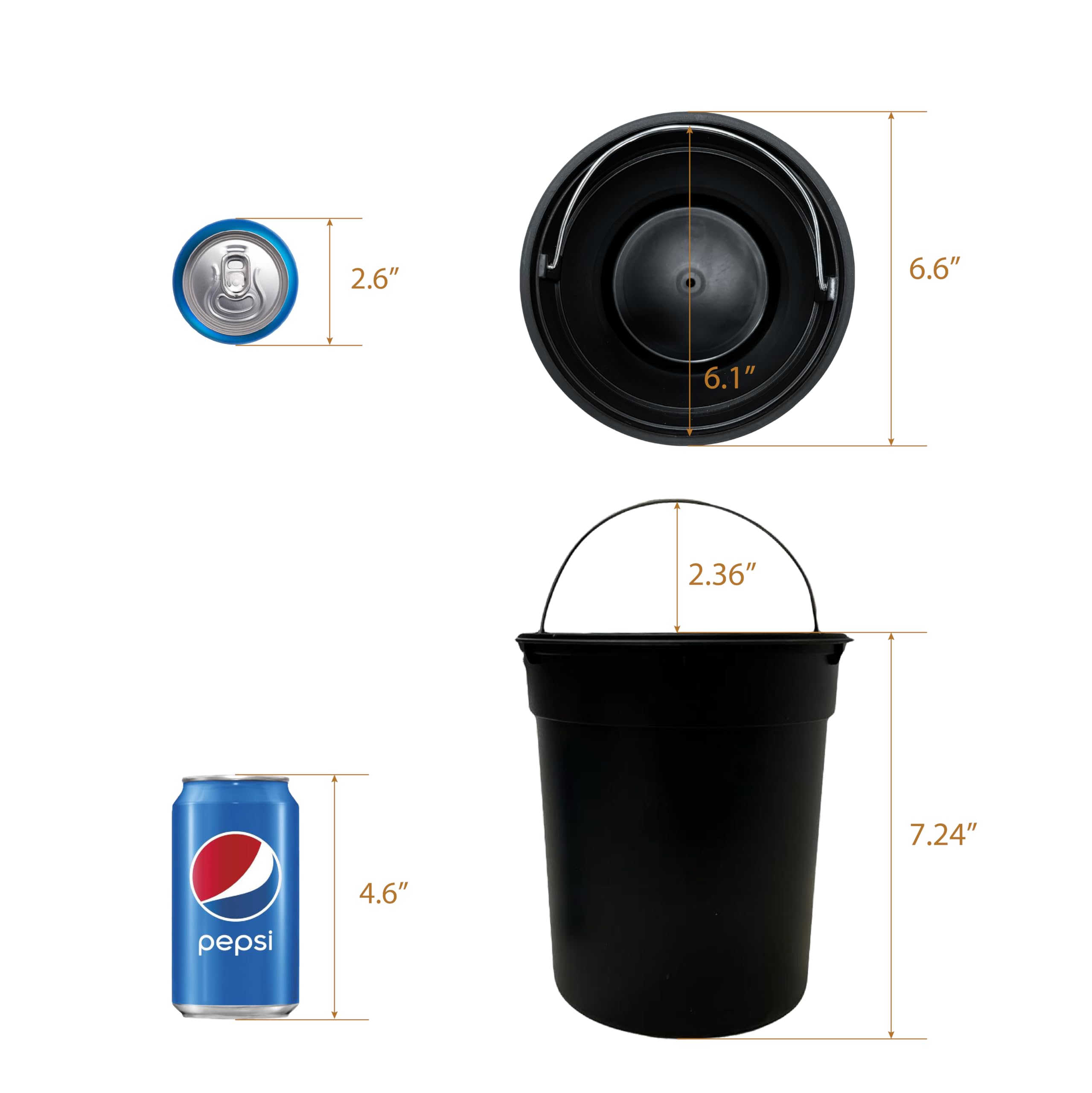 SunnyPoint 3L Mini Trash Can with Wooden Lid - Step Pedal & Slow-Close Small Garbage Bin for Bathroom, Office, Kitchen, RV - Removable Inner Bucket (Black) | Perfect for Small Spaces, Home Decor & Waste Management