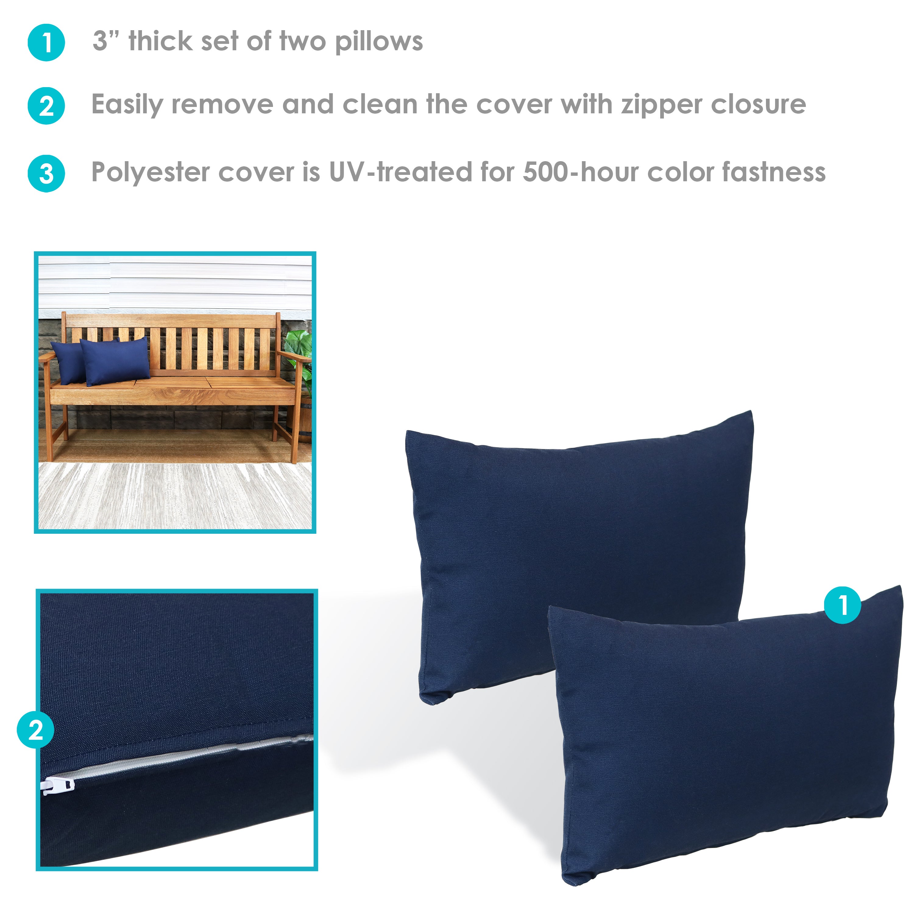 Stylish Sunnydaze Decorative Throw Pillows for Indoor & Outdoor Use - Perfect for Patio, Living Room, and Bedroom Decor