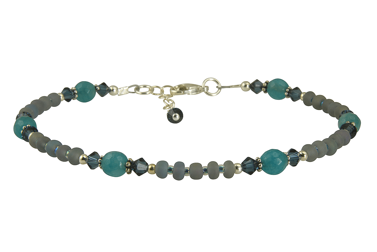 Natural Teal Green Agate Gemstone Anklet Bracelet - Handmade Adjustable Ankle Chain for Women - Perfect for Beach, Yoga & Boho Fashion Accessories