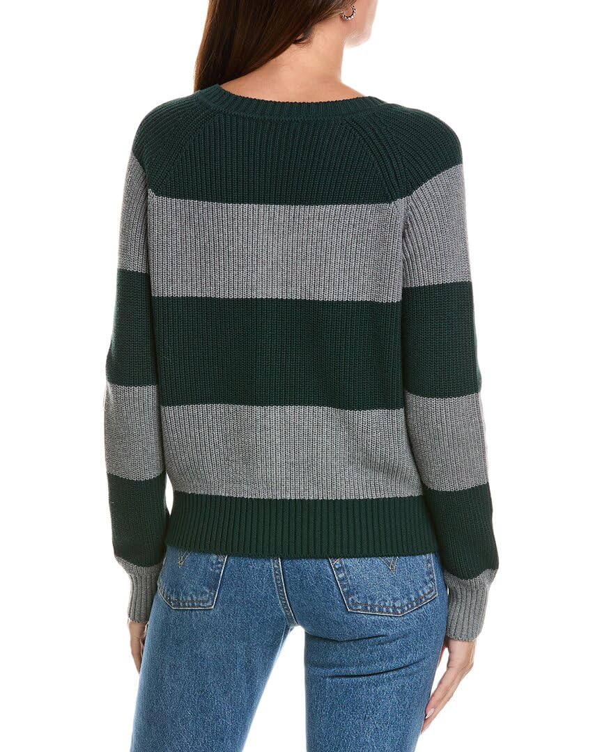 Minnie Rose Shaker Rugby Stripe Cashmere Blend Cardigan for Women - Soft & Cozy Knit Sweater for Fall & Winter - Perfect for Office, Dates & Casual Outfits
