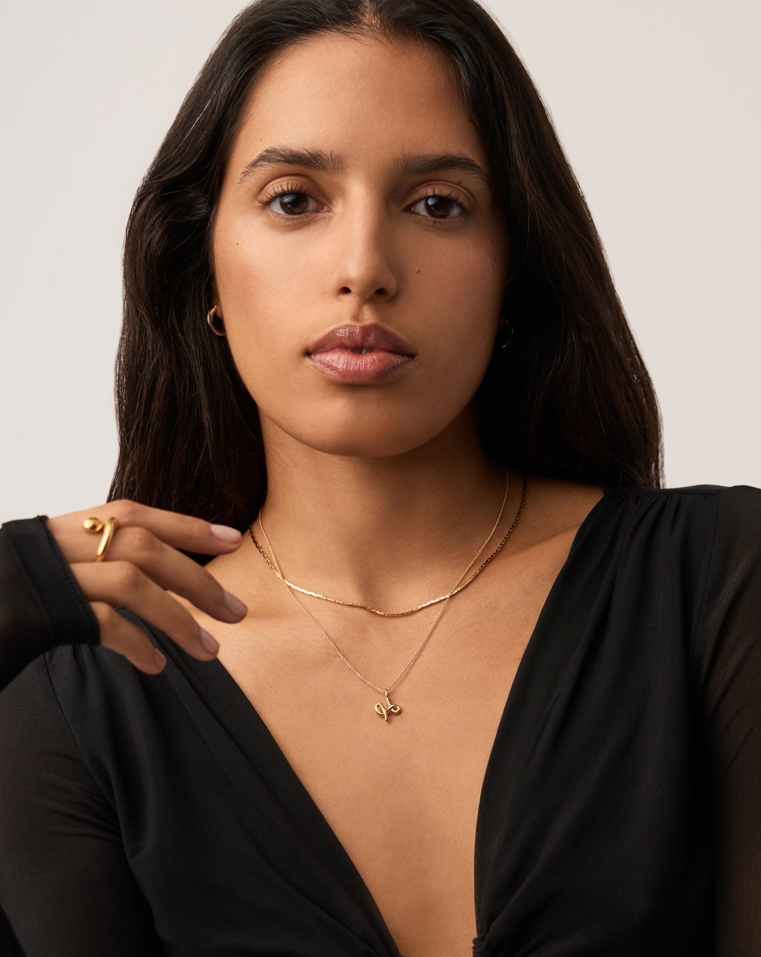 Curly Molten Mini Initial Necklace in 18k Gold Vermeil - Personalized Jewelry for Women, Dainty Layering Necklace, Gift for Her, Birthday, Anniversary, Valentine's Day