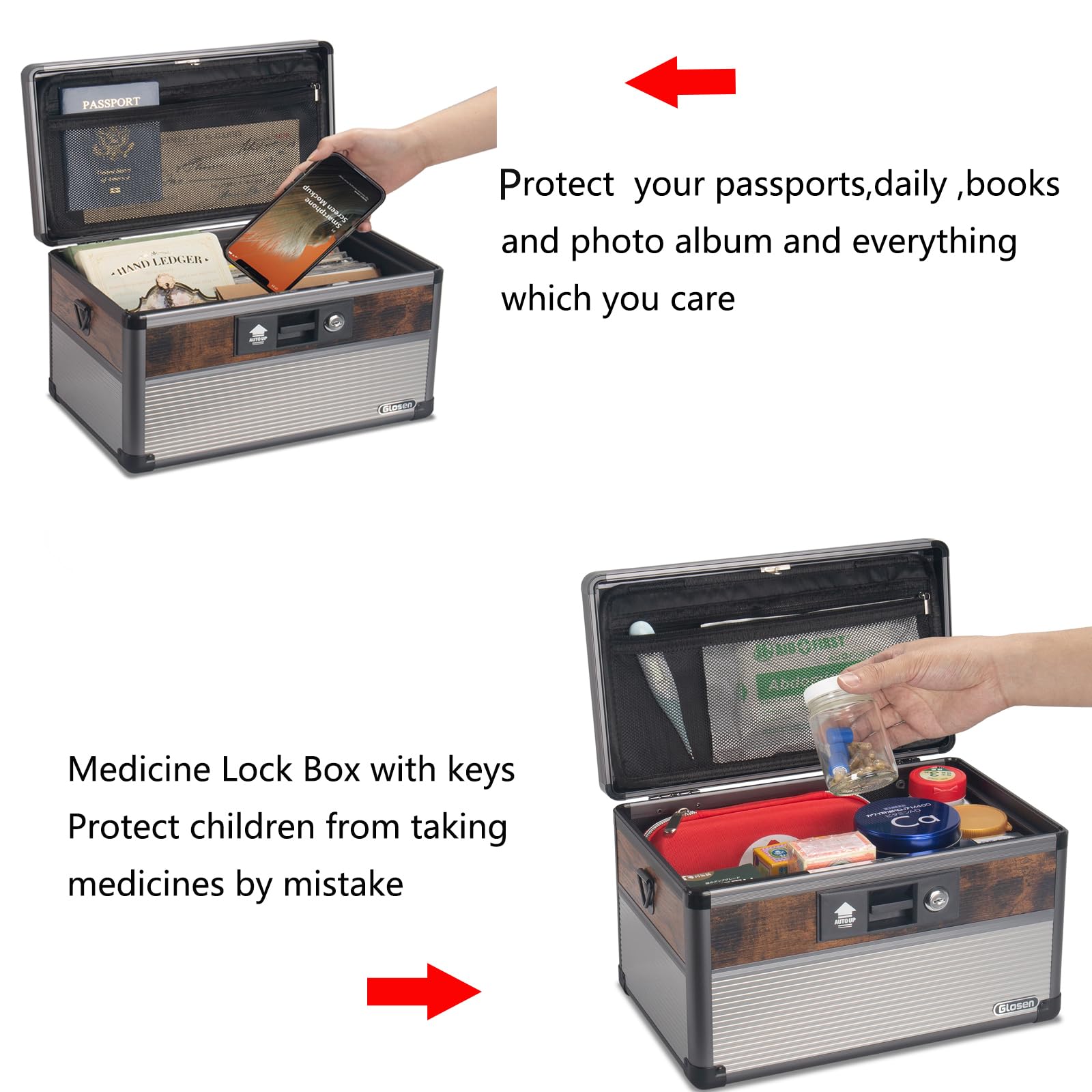Extra Large Medicine Lock Box 16x10x7.5 Inch - Secure Locking Storage for Medications & First Aid Supplies - Key Safe Security Box for Home, Travel, and Healthcare Use