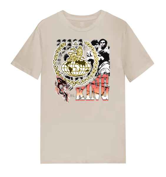 King Skateboards World Domination T-Shirt - Sand Color | Men's Graphic Skate Tee for Streetwear & Skateboarding Enthusiasts