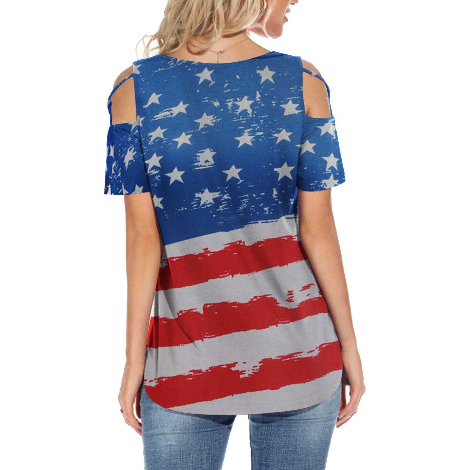 Women's Patriotic Independence Day Shirt - American Flag Print Tops for 4th of July Celebrations, BBQ Parties & Festive Summer Events