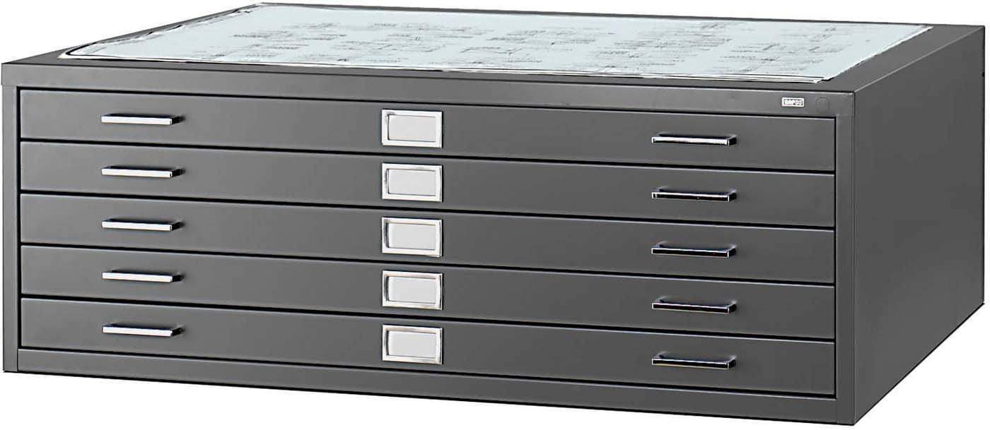 Safco 4996 5-Drawer Steel Flat File Cabinet for 30 x 42 Documents - Secure Storage for Office, Legal, and Architectural Files - Perfect for Organizing Large Blueprints, Artwork, and Important Documents