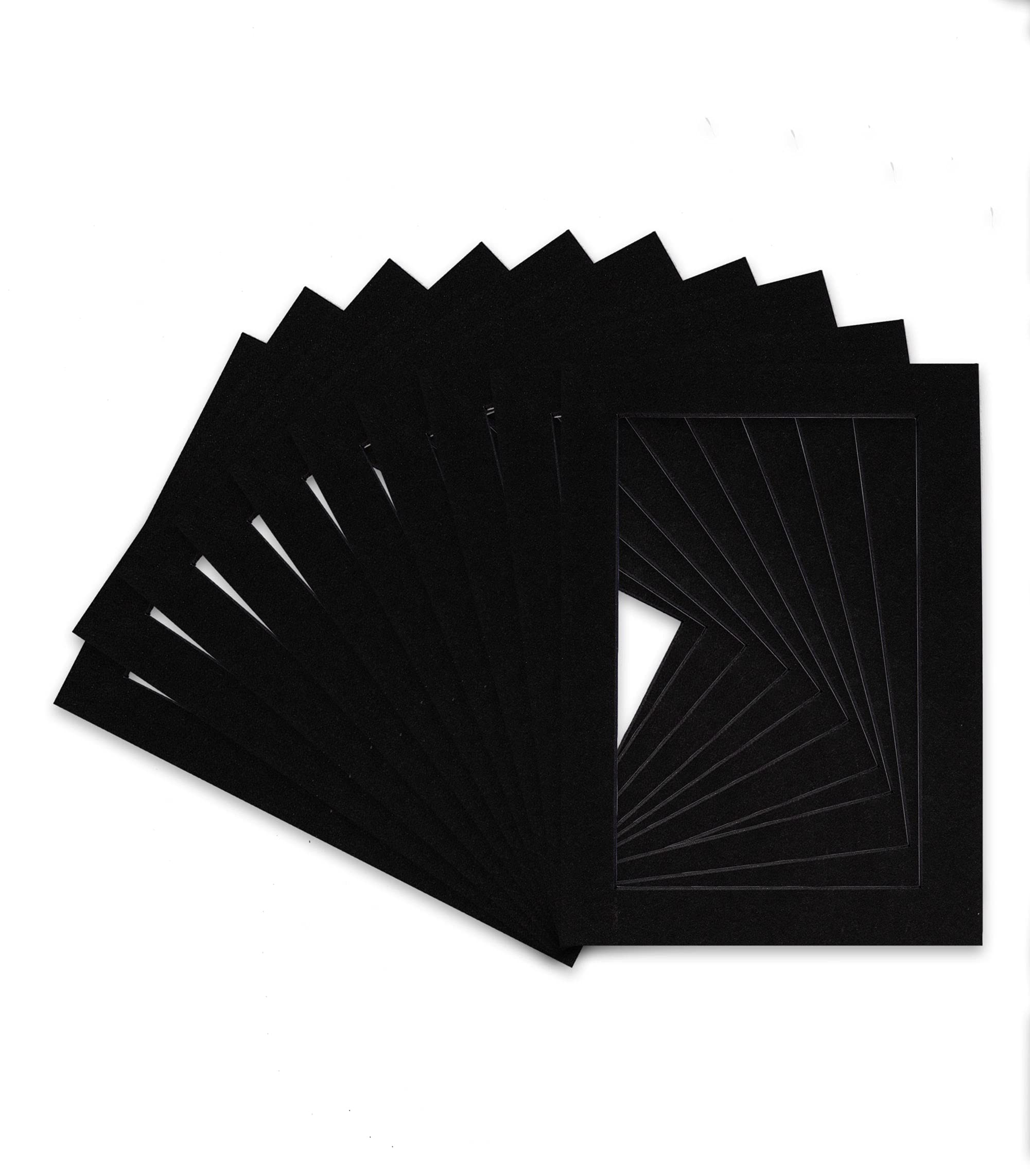 CountryArtHouse Black Acid-Free 12x16 Picture Frame Mat with Black Bevel Cut Core for 8.5x11 Photos - Fits 12x16 Frames - Pack of 10 - Includes Protective Bags & Backing Boards - Perfect for Home Decor, Office Displays & Art Gallery Presentations