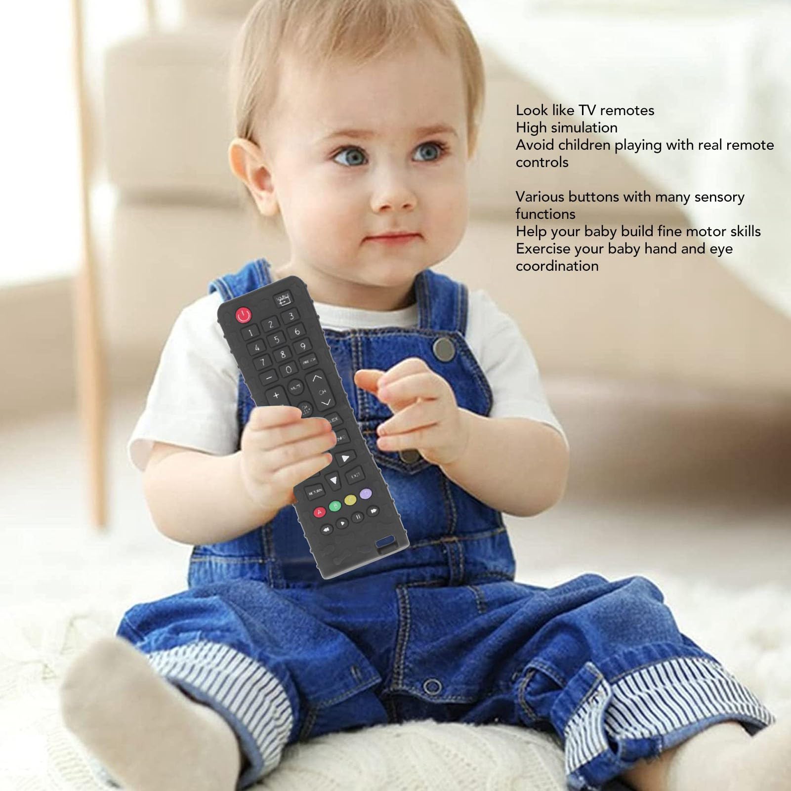 Baby Teether Toys - Silicone Teething Toy with Remote Control Buttons for Infants & Toddlers | Educational Sensory Toy for Soothing Sore Gums - Perfect for Home, Travel & Daycare Use