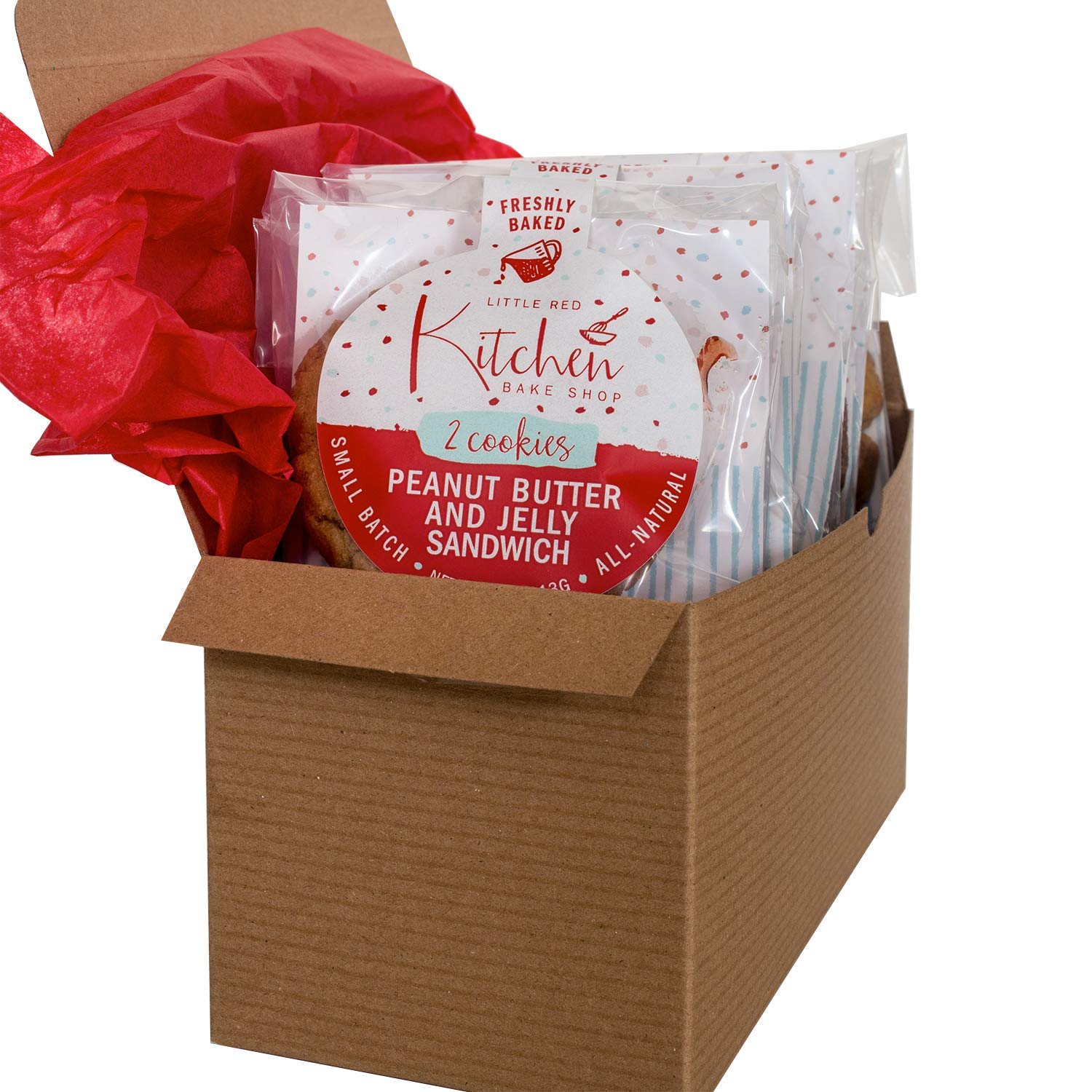 Fresh Baked Peanut Butter and Jelly Sandwich Cookies - 6 Pack Soft Gourmet Cookies in Gift Box - Perfect for Birthday, Anniversary & Holiday Gifts for Men & Women - Little Red Kitchen Bake Shop