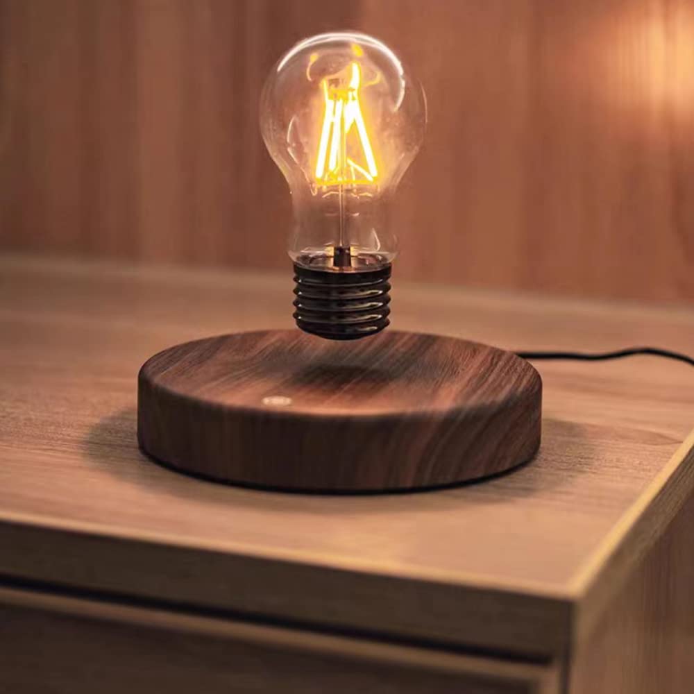 Magnetic Levitating Floating Wireless LED Light Bulb Desk Lamp - Futuristic Sci-Fi Decor for Bedroom, Office & Gifts | Energy-Efficient Ambient Lighting for Home, Workspace & Unique Present Ideas