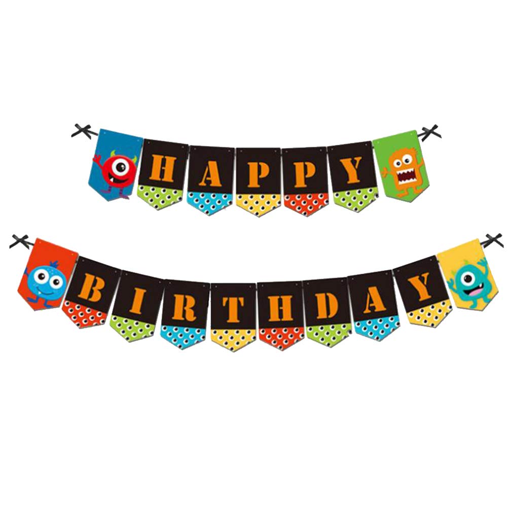 Cute Little Monster Birthday Party Banner - Happy Birthday Letter Bunting for Kids Birthday Decorations - Perfect for Monster Themed Parties, Baby Showers & Classroom Celebrations