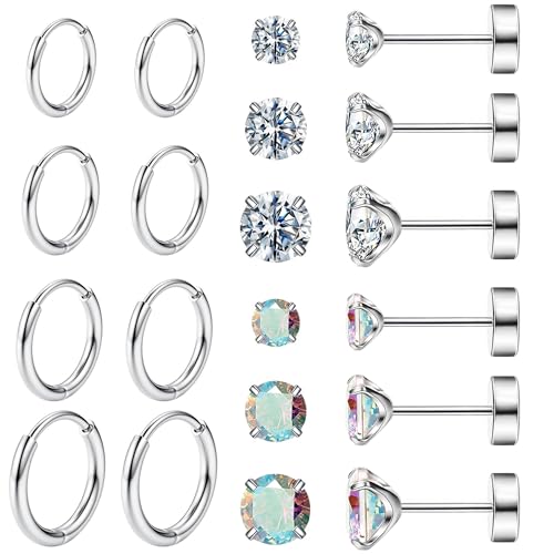 F-Silver- Hoops and Aurora/Clear CZ