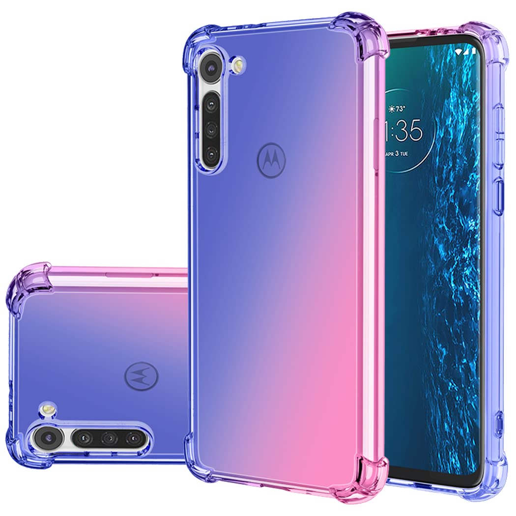 Gufuwo Cute Gradient Slim TPU Case for Motorola Moto Edge 5G (2020) XT2063 - Shockproof Anti-Scratch Soft Protective Phone Cover for Girls (Blue/Pink) | Perfect for Everyday Use, Work & Travel Protection