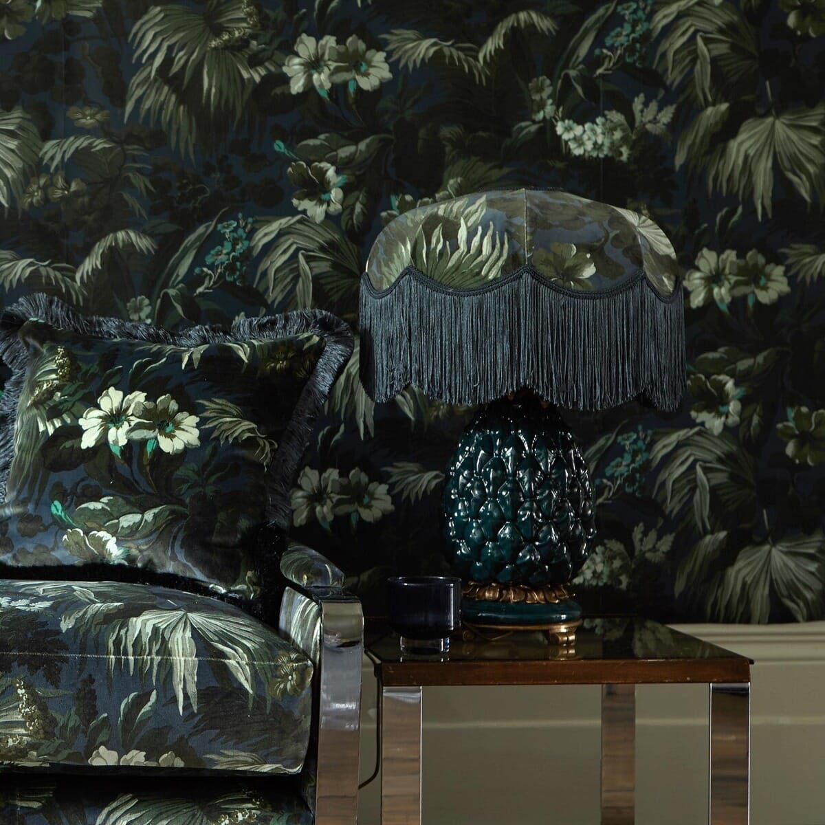 LIMERENCE Velvet Tilia Lampshade in Ink - Elegant Home Decor for Bedroom, Living Room & Office Lighting