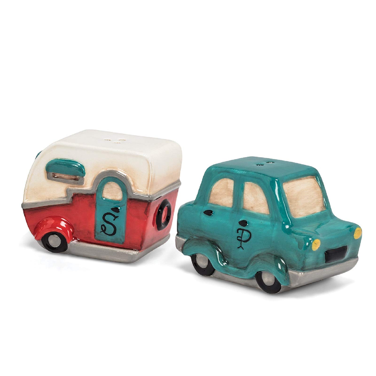 Premium Abbott Collection Car & Camper Salt and Pepper Shaker Set - 5.5 Inch Long Colorful Kitchen Spice Dispensers for RV, Camping & Home Dining