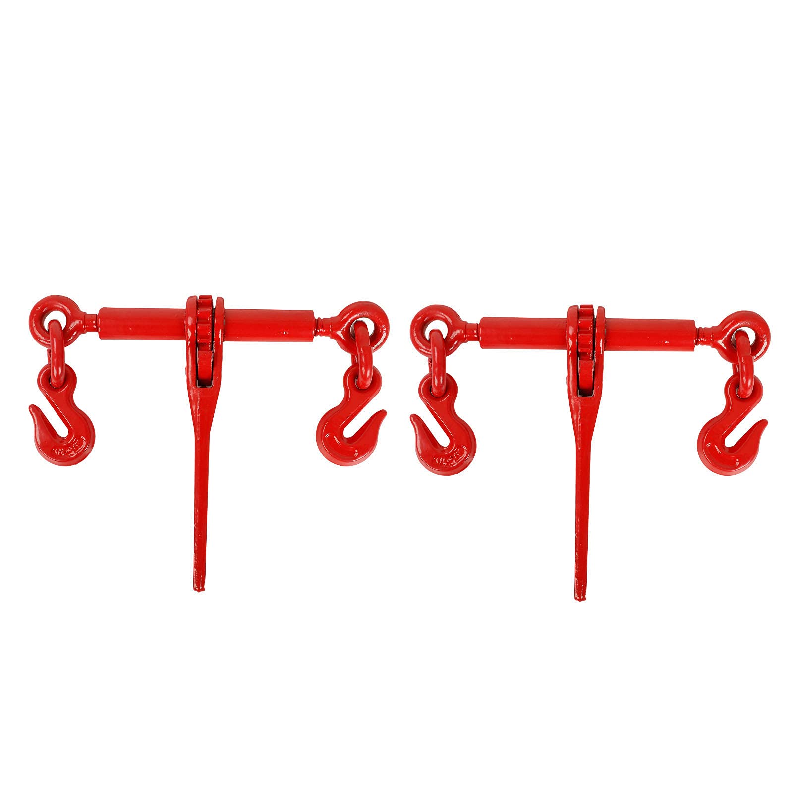 Heavy Duty Ratchet Lever Load Binder 1/4-5/16'' (6mm-8mm) - Commercial Grade Chain Binder for Cargo Flatbed Trailers - 7800 MBS, 2200 LBS Working Load Limit - Red (2 Pack) - Perfect for Securing Heavy Loads on Trucks & Trailers