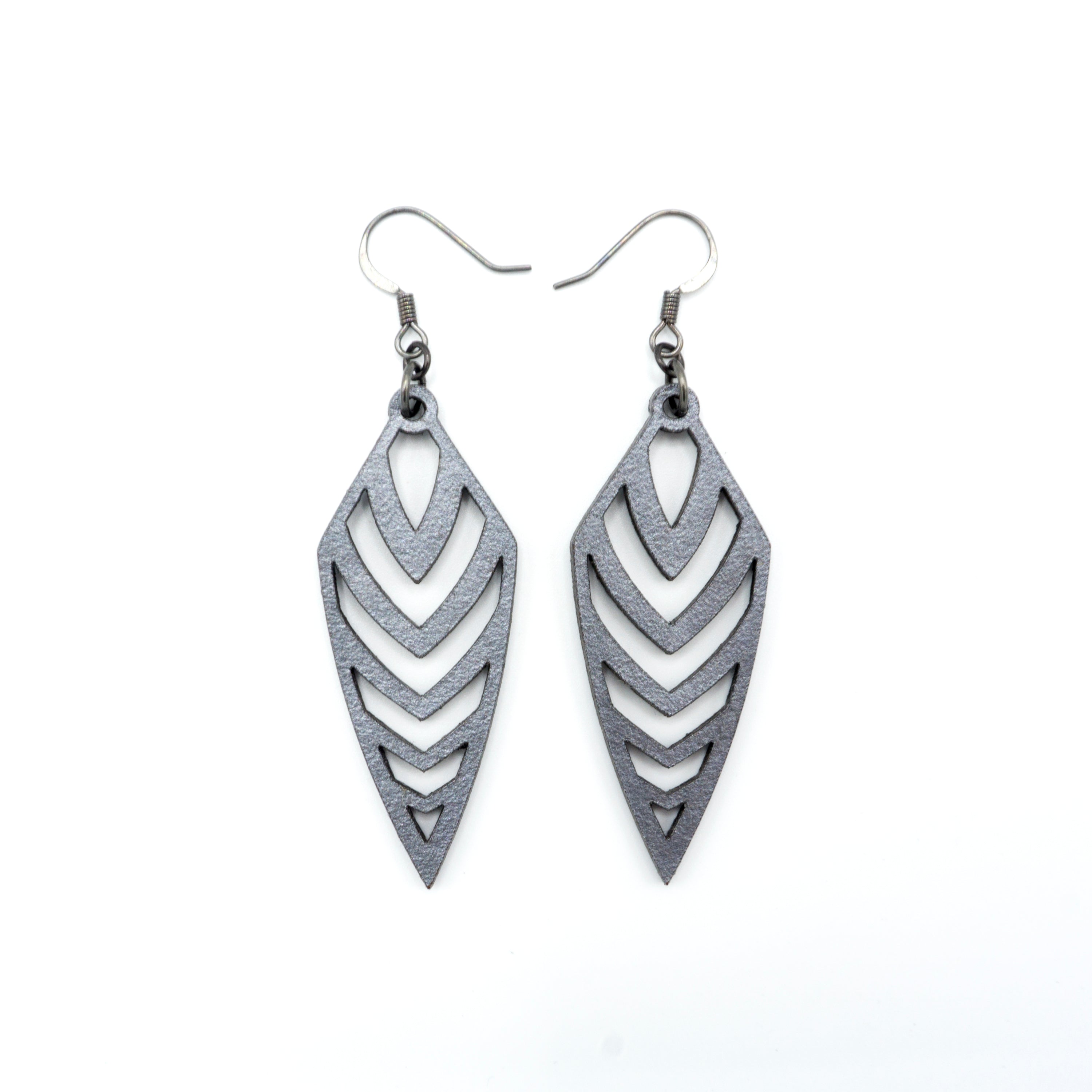 Arrowhead 03 [S] Silver Leather Earrings - Boho Chic Handmade Jewelry for Women, Perfect for Festivals, Parties & Everyday Wear