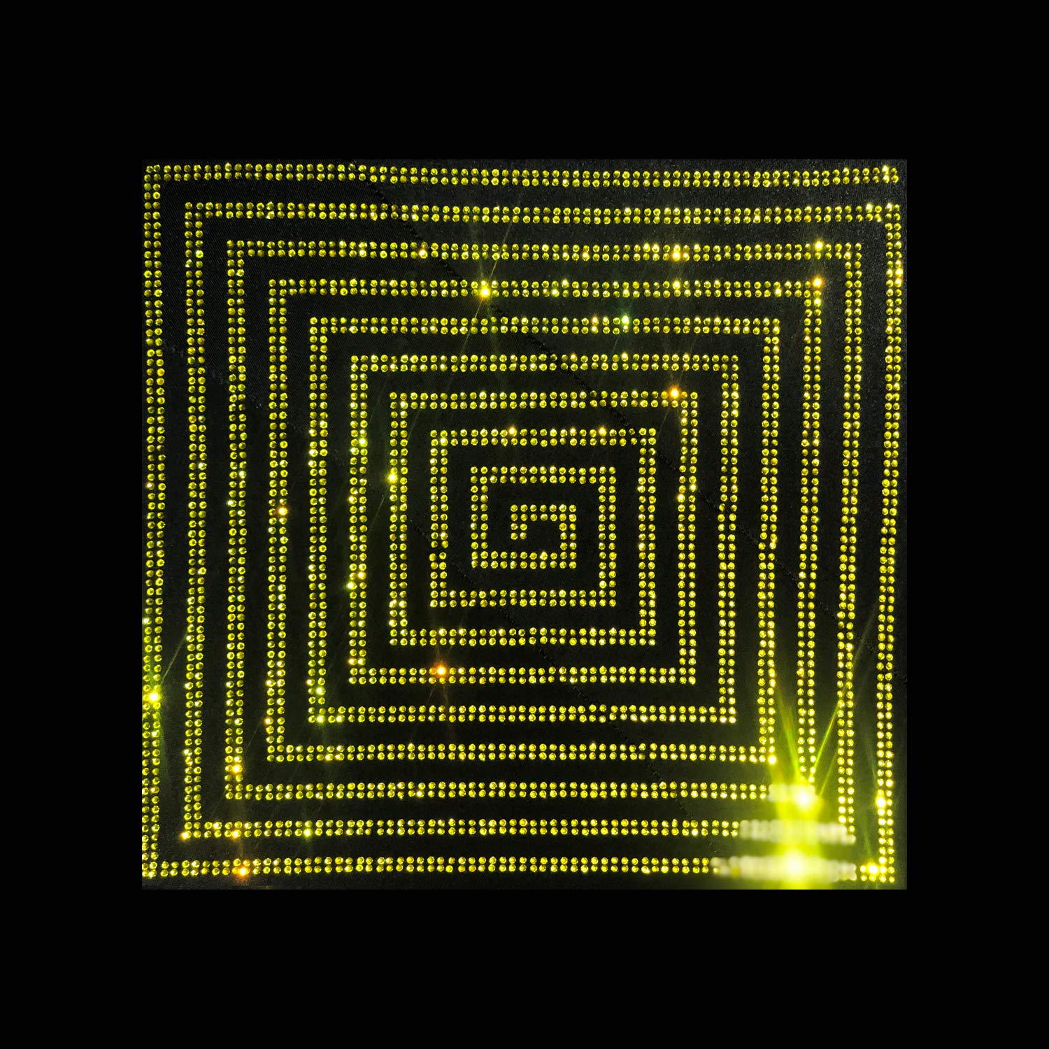 Yellow Maze Iron-on Rhinestone Design for DIY T-Shirts, Jackets & Hats - Sparkling Rhinestone Transfer for Custom Apparel & Fashion Crafts
