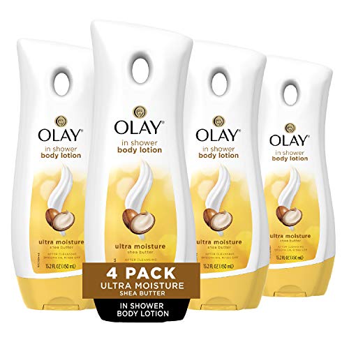 Olay Ultra Moisture Shea Butter In-Shower Body Lotion - Deep Hydration for Dry Skin, 15.2 Fl Oz (Pack of 4) | Improves Skin Moisture in 5 Days | Perfect for Shower & Post-Workout Skin Care