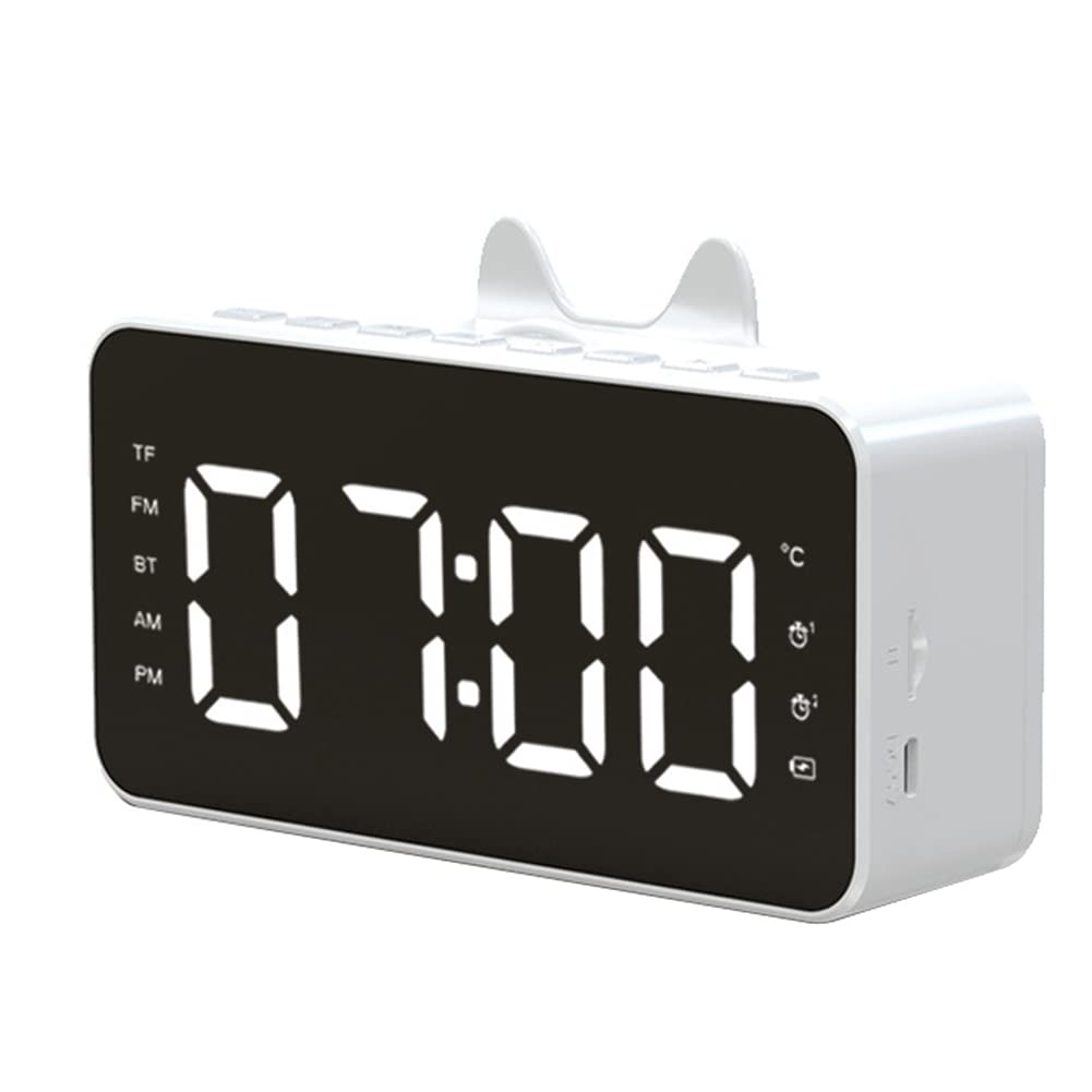Multi-Function Alarm Clock Radio with USB Charger - Digital Desk Clock for Bedroom, Office & Travel - White | Wake-Up Light, FM Radio, Snooze Function (Perfect for Home, Work & Business Trips)