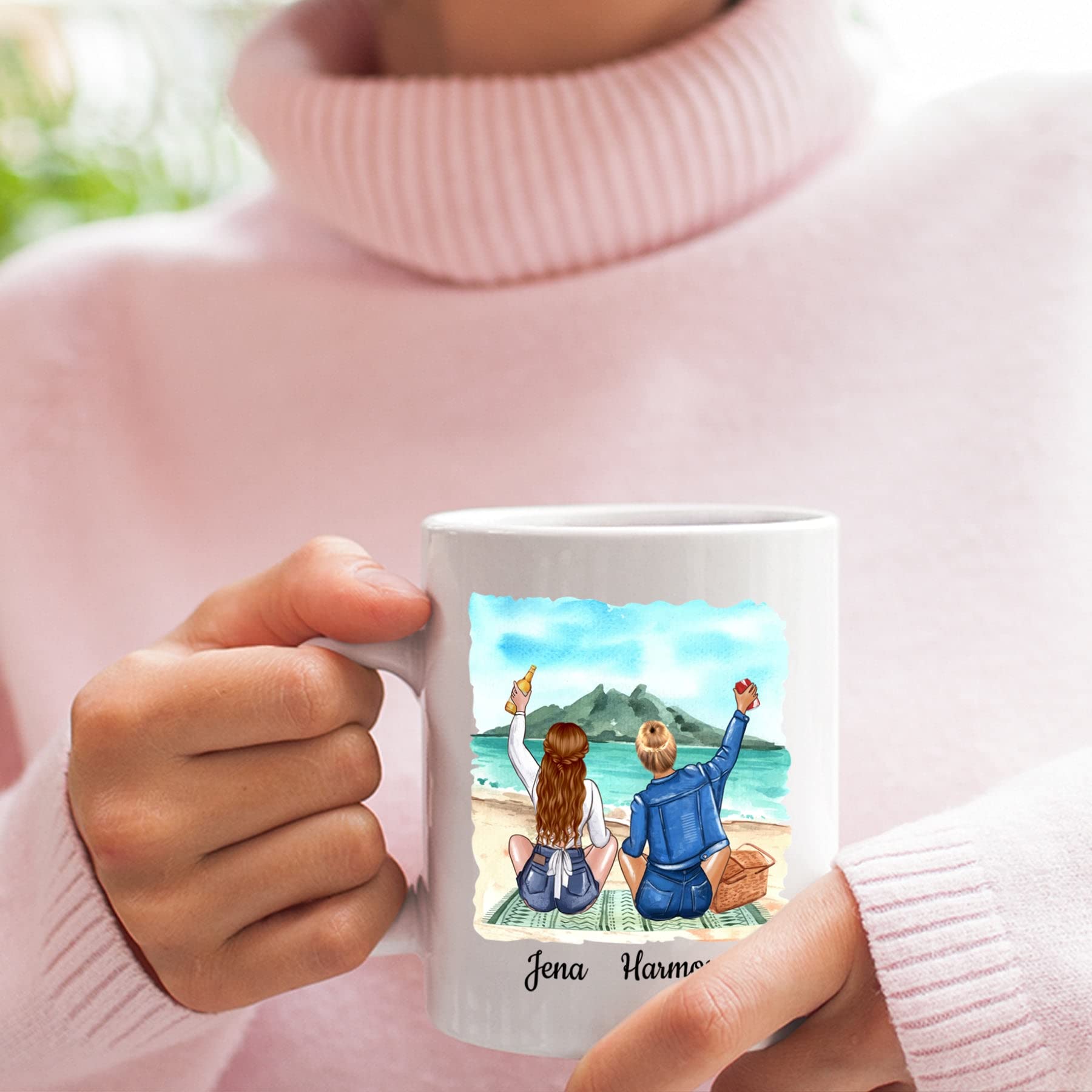 **Personalized Friendship Mugs for Women - Custom Coffee Cups with Names & Hairstyles - Bestie & Soul Sister Gift - 11oz & 15oz - Perfect for Birthdays, Galentine's Day & Coffee Lovers**