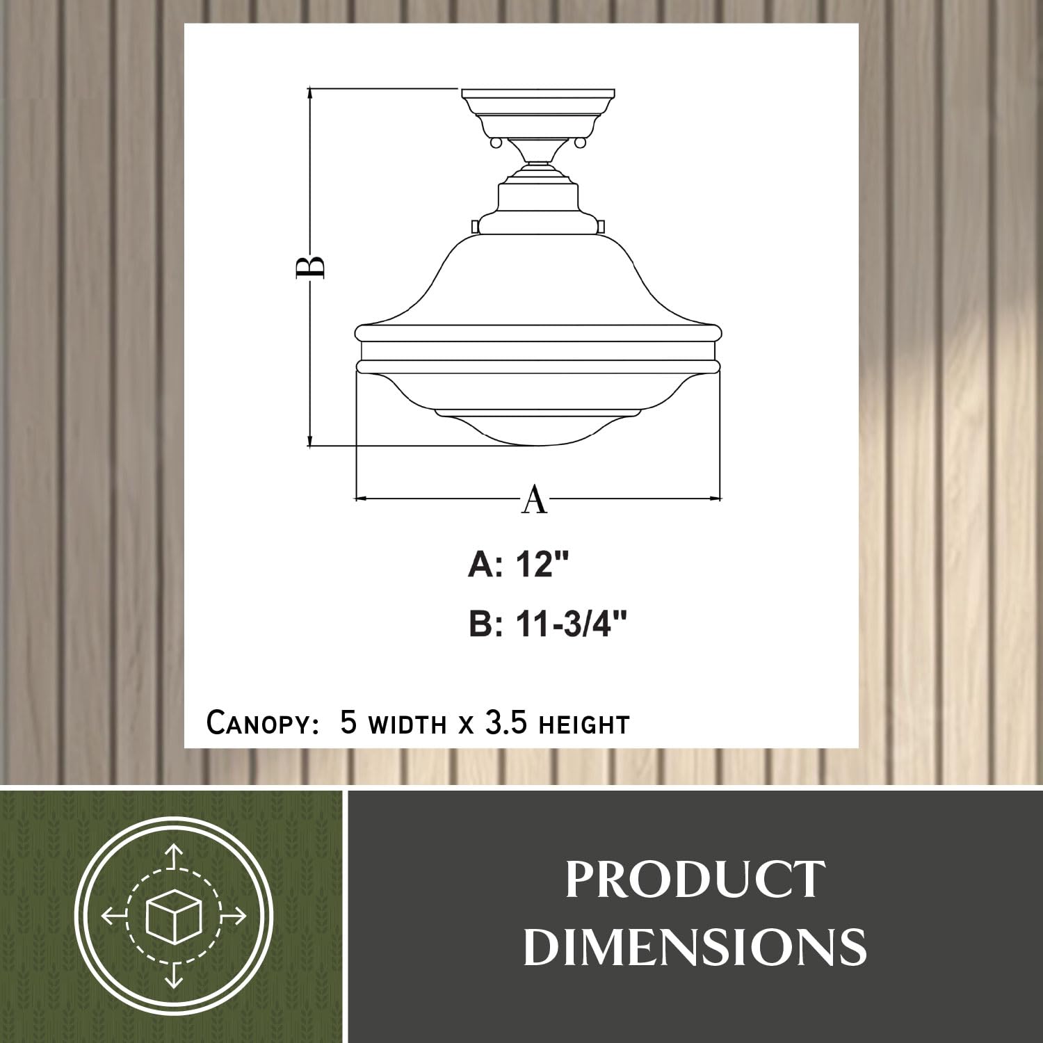 VAXCEL Huntley 12-inch Wide Bronze Farmhouse Schoolhouse Semi-Flush Mount Ceiling Light Fixture with Clear Glass Shade - Perfect for Kitchen, Dining Room, Bedroom, and Entryway Lighting