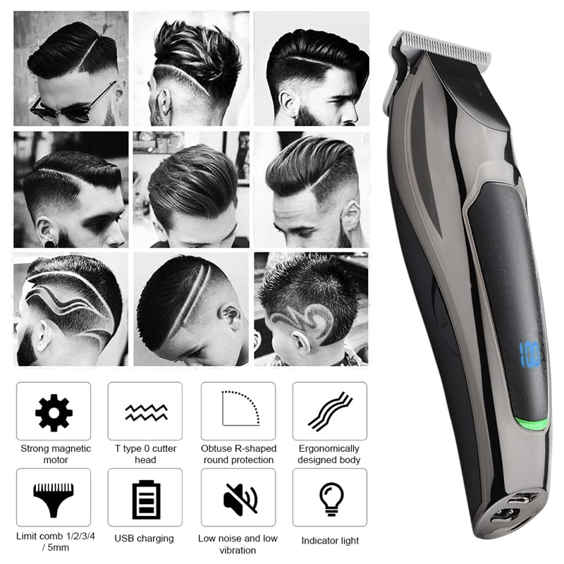 Professional Electric Hair Clipper & Trimmer with Zero Gap Technology, LED Display & 0mm Steel Blade - Barber-Grade Cutting Tool for Men's Haircuts, Beard Trimming & Home Grooming