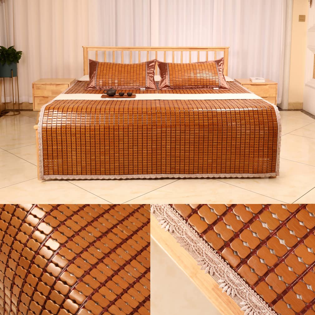 QLIGHA Bamboo Cooling Mat - King Size Summer Sleeping Pad, Breathable & Smooth Mattress Topper for Bedroom, Double Bed & Student Dorm Use - Stay Cool & Comfortable All Night