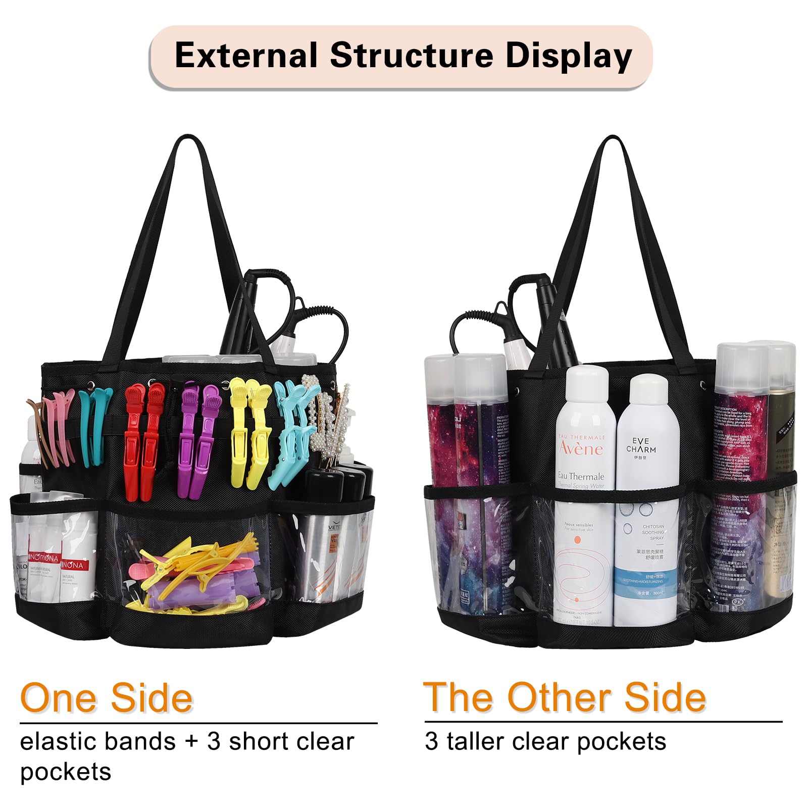CUBETASTIC 2-Piece Professional Hairstylist Travel Bag Set - Large Capacity Heat-Resistant Barber & Hair Tools Organizer - Waterproof Makeup & Shower Toiletry Bag for Salon Professionals & Travel