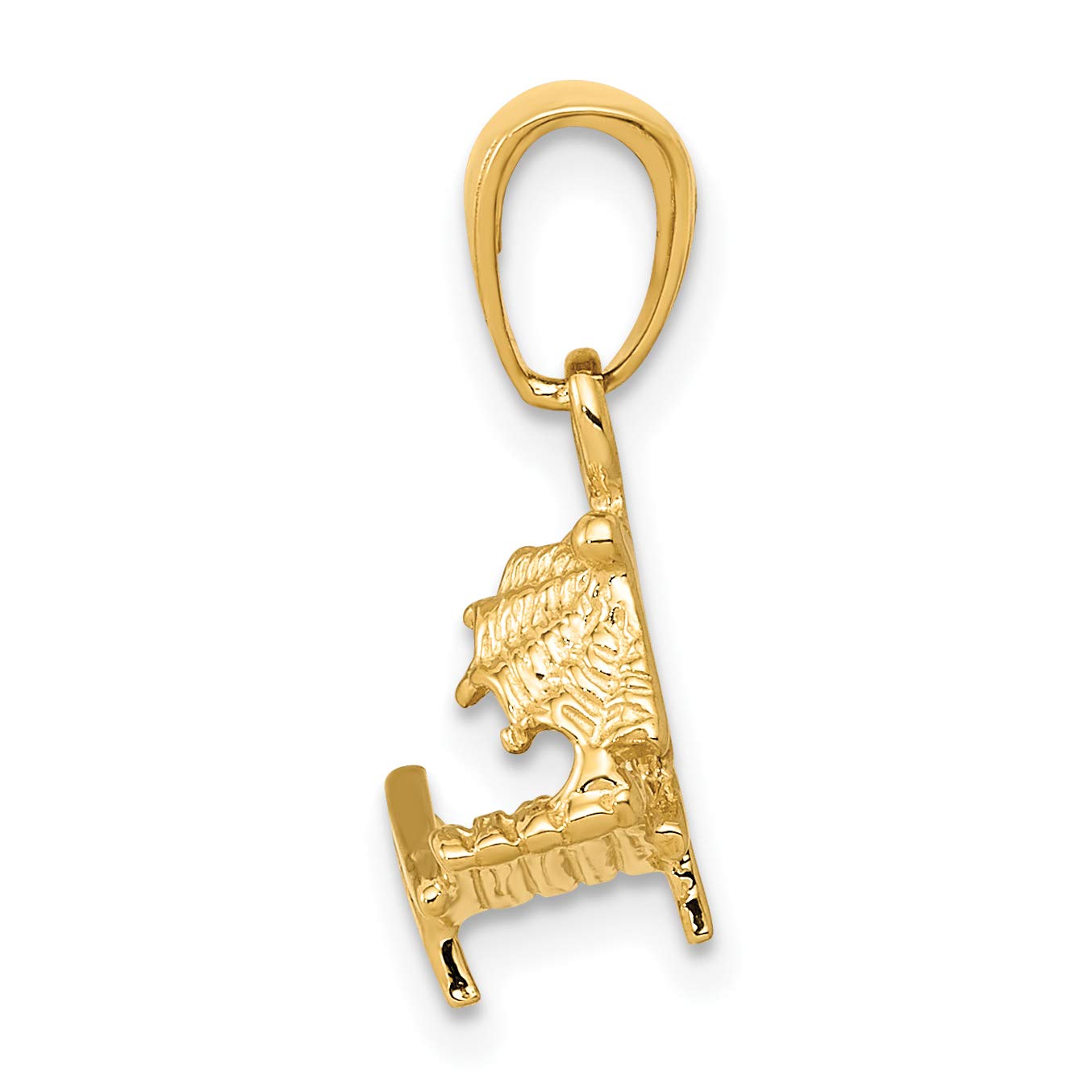14K Solid Yellow Gold Beach Chair Pendant Necklace - Dainty Lounge & Vacation Jewelry for Summer, Pool Parties & Tropical Getaways