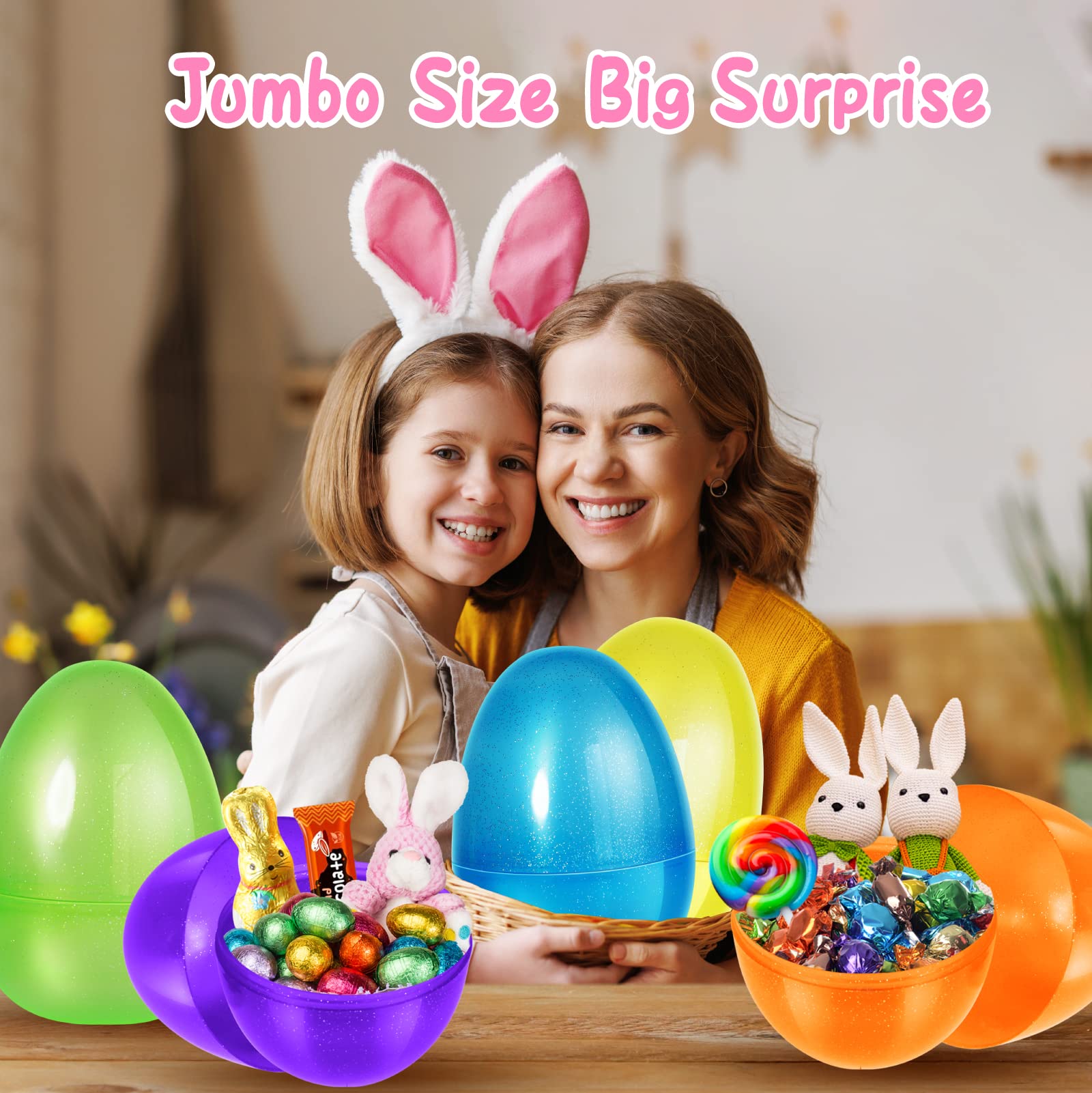 SpringFlower 12-Piece Jumbo Easter Eggs Set - 10 Inch Large Plastic Easter Eggs for Easter Egg Hunt, Empty Fillable Eggs for Candy & Treats, Easter Basket Stuffers & Party Favors - Perfect for Easter Celebrations, Kids' Parties & Spring Festivities