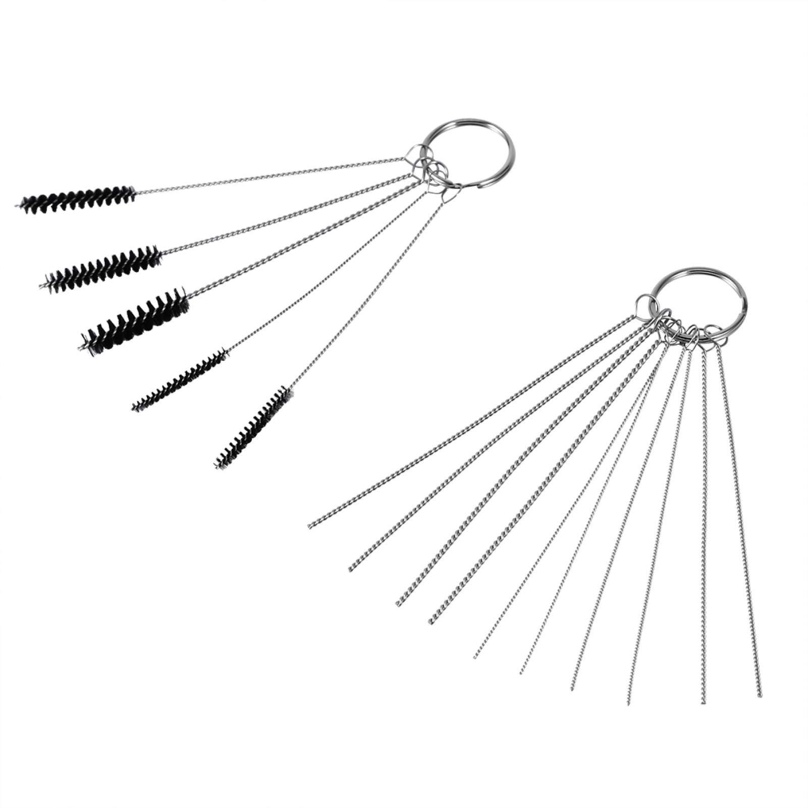 Carburetor Cleaning Kit - 5 Brushes & 10 Needles for Motorcycle, ATV, Moped - Remove Carbon Dirt & Jet Deposits - Perfect for Carb Maintenance & Engine Tune-Ups