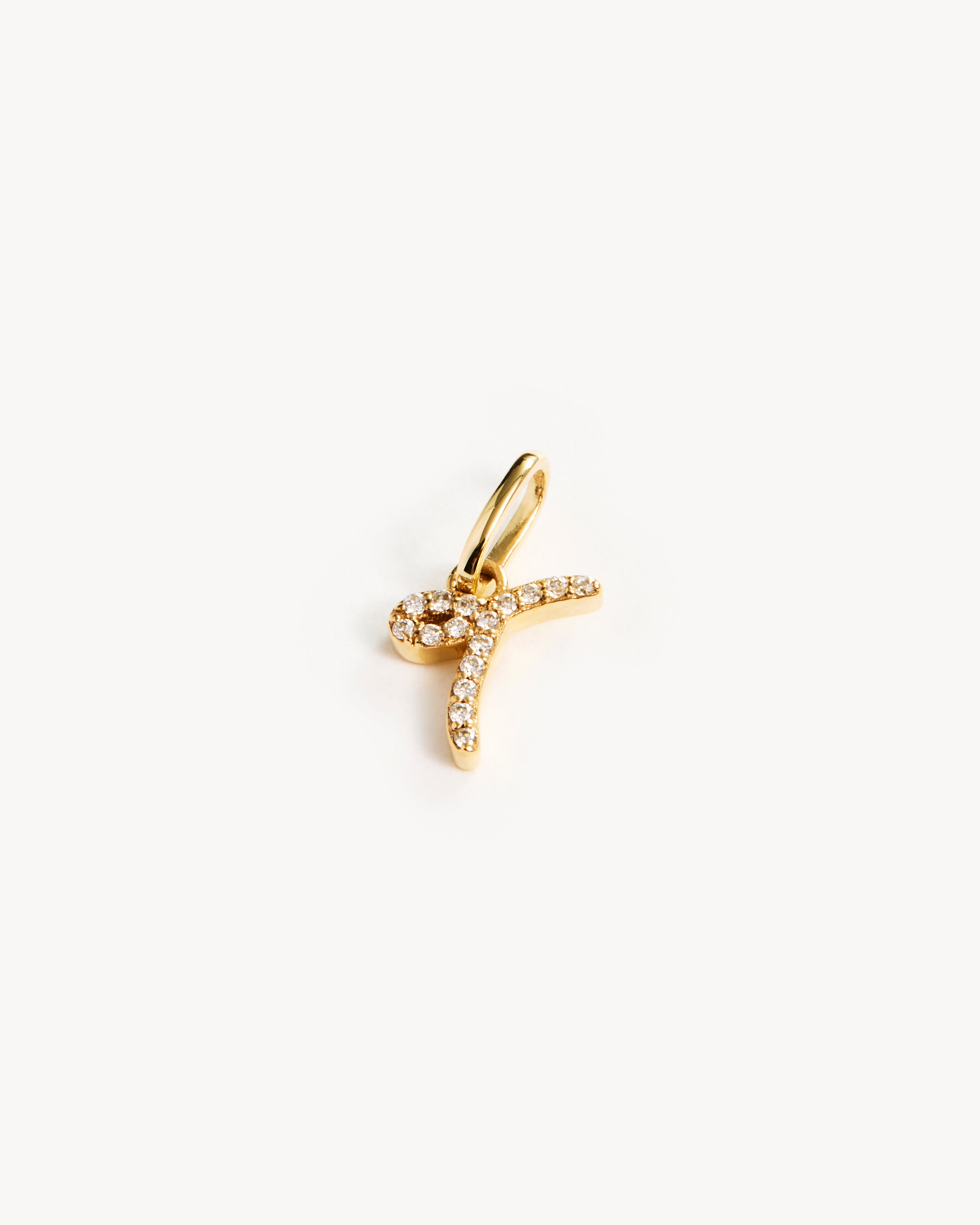 14K Solid Gold Forever Love Diamond Letter Necklace Pendant - Personalized Initial Jewelry Gift for Women, Perfect for Anniversaries, Valentine's Day & Special Occasions
