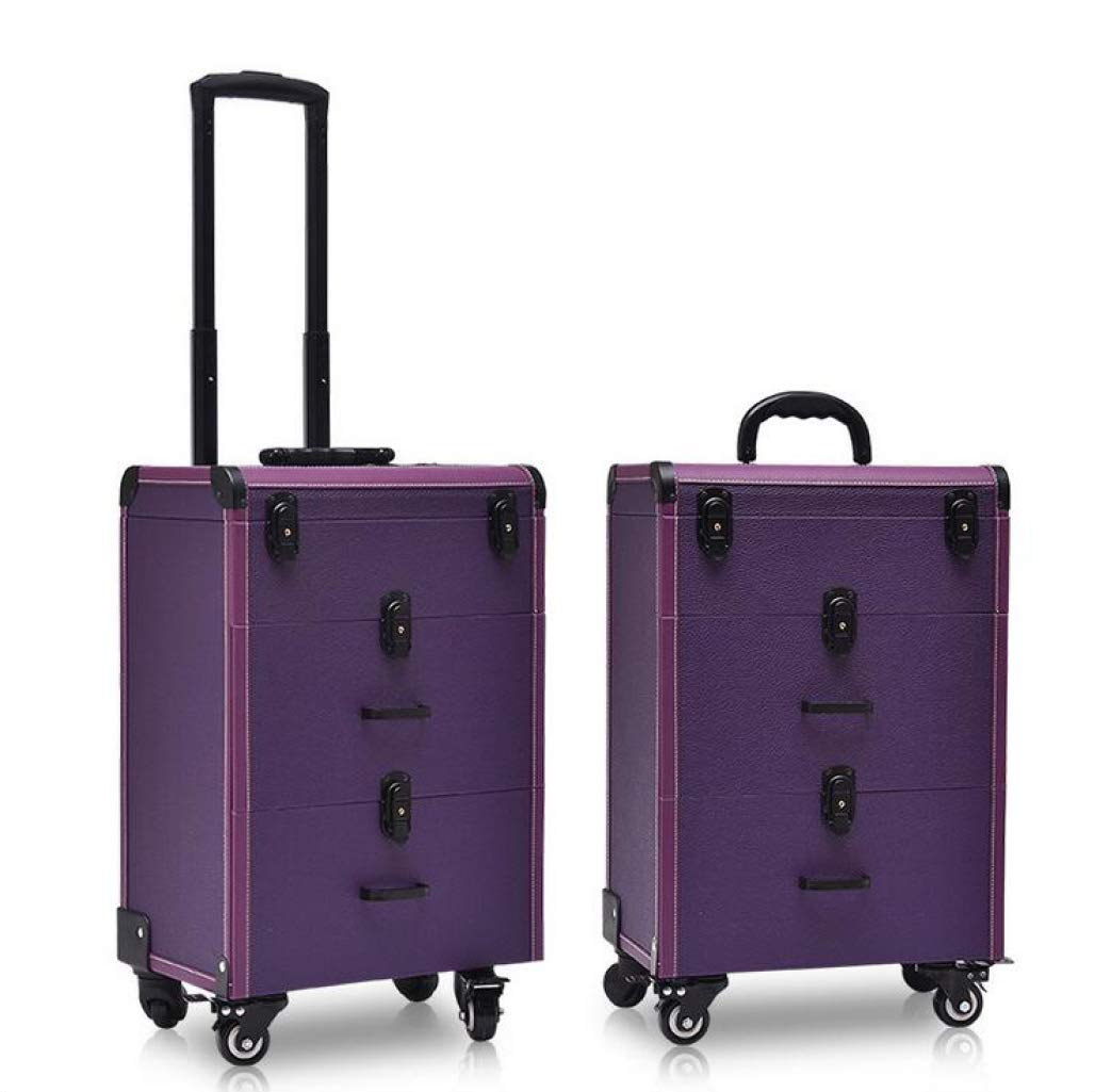 DPPAN Professional Rolling Makeup Train Case - 4 Wheel Cosmetic Trolley for Beauty Stylists & Salon Artists | Portable Travel Makeup Organizer with Wheels | Perfect for Salon, Home Use & On-the-Go Makeup Artists