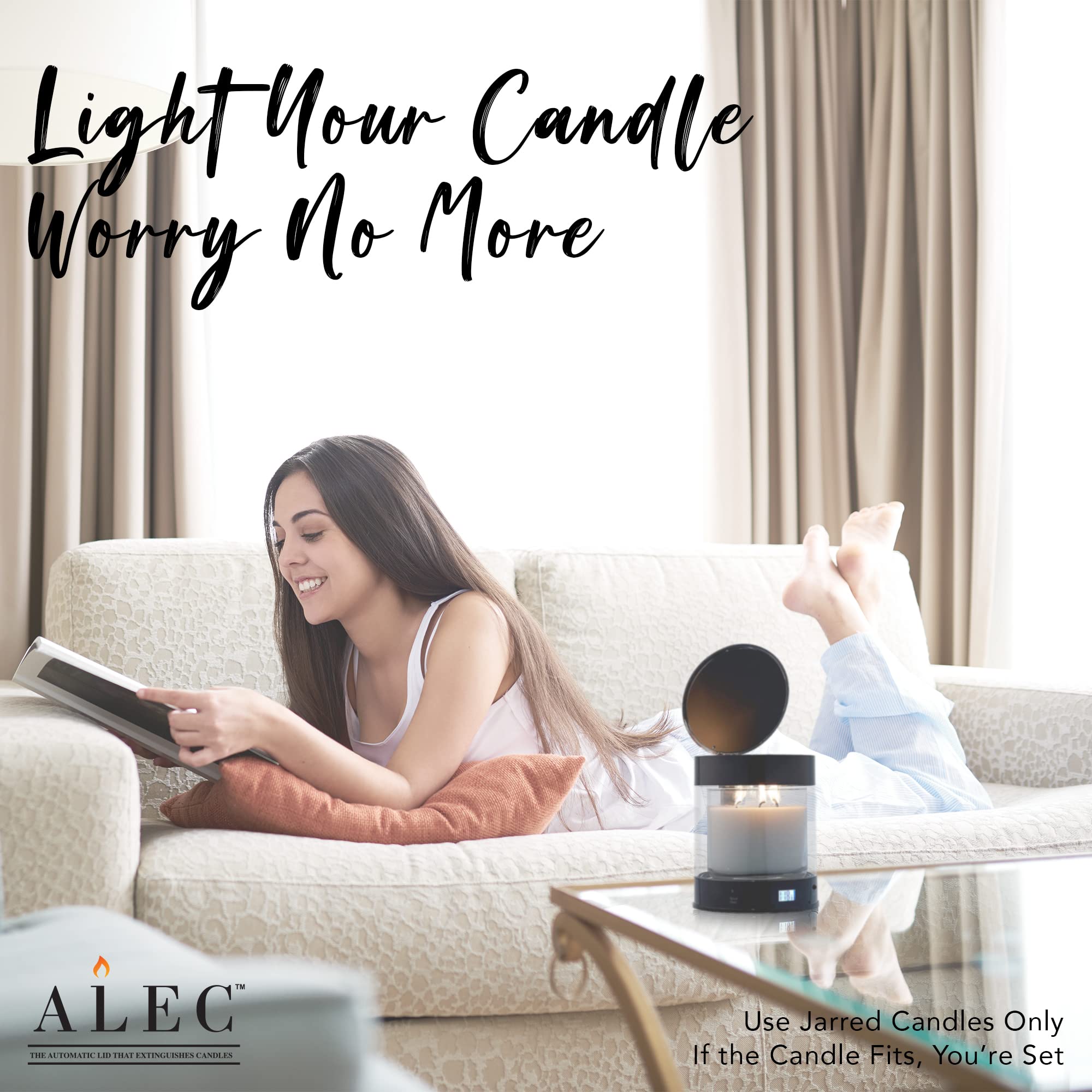 ALEC Clear Hurricane Automatic Candle Holder & Extinguisher with Rechargeable Timer Lid & Stand - Large Bronze Pillar Candle Holder for Votive Candles | Elegant Home Decor for Dining Table Centerpiece, Wedding Reception, and Romantic Ambiance