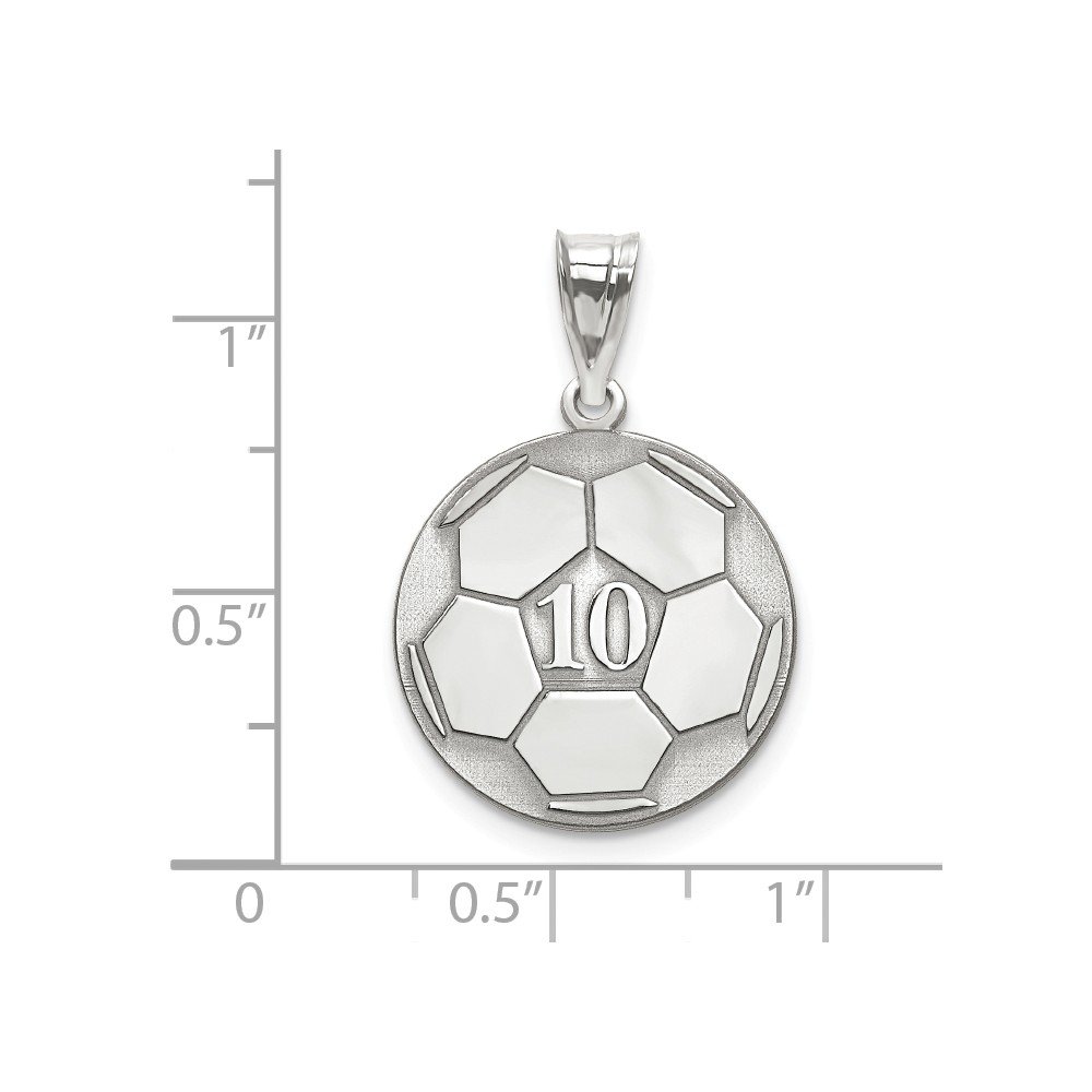 10k White Gold Laser Engraved Soccer Number & Name Pendant Charm - Perfect Gift for Soccer Players, Fans & Jewelry Lovers