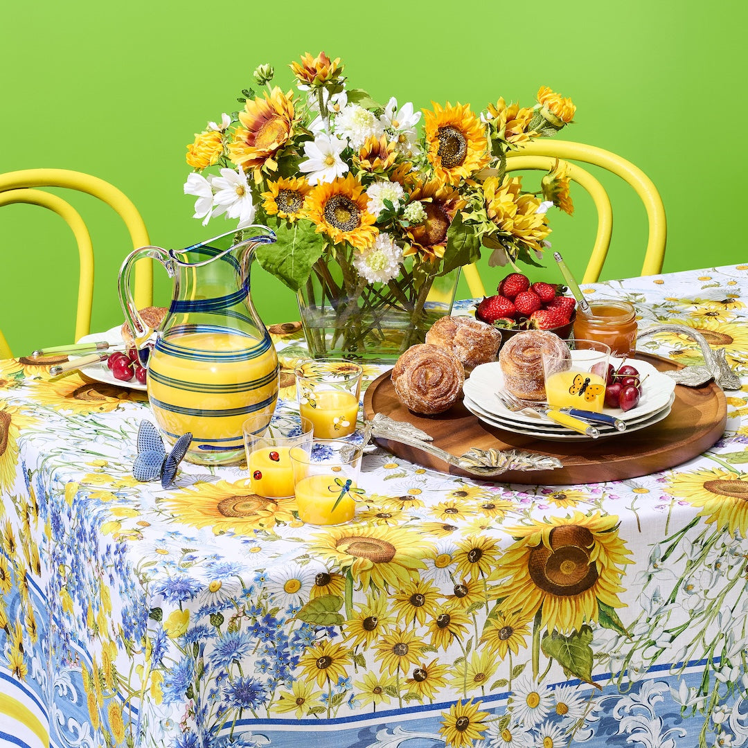 Sunflower Printed Tablecloth - Waterproof & Washable Dining Table Cover for Kitchen, Picnic, Party Decor - 60x84 Inches