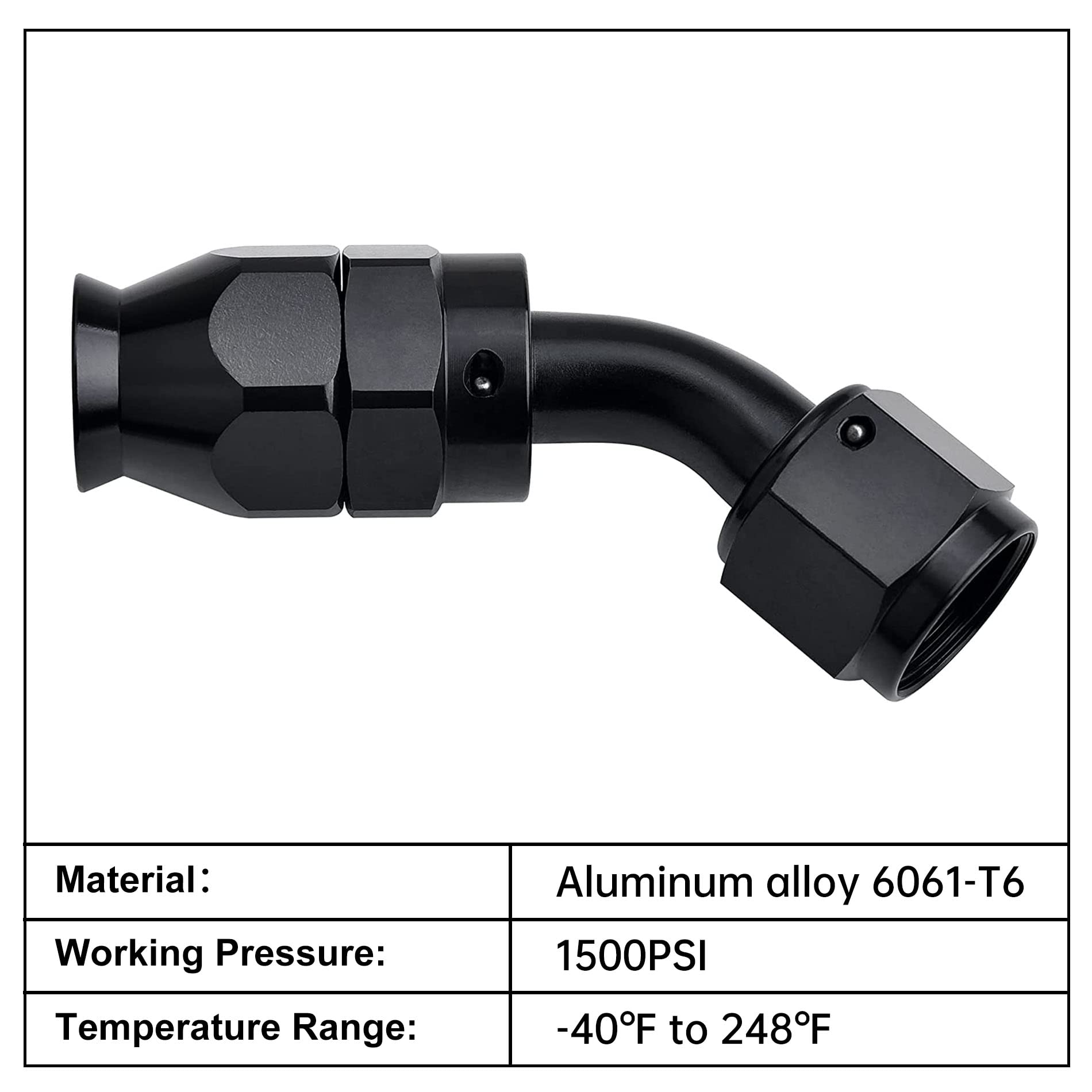 EVIL ENERGY 4AN PTFE Hose Fitting 45° Black 2PCS - Fuel Line Upgrade
