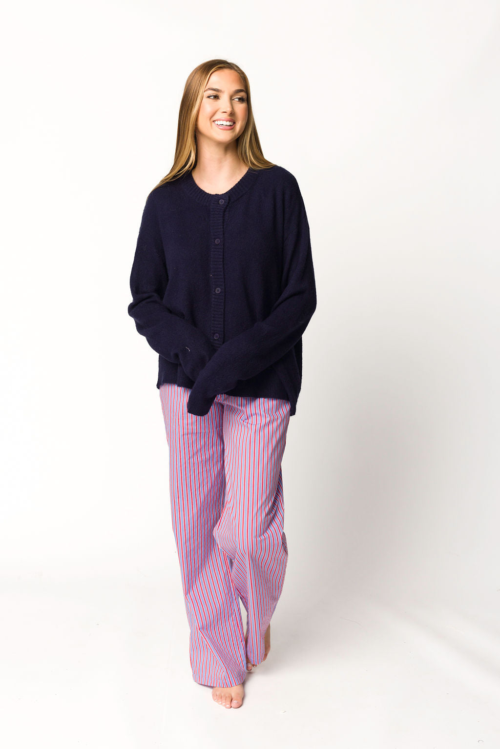 Soft & Cozy Shea Striped Pajama Pants for Women - Blue & Red Plaid Sleepwear - Perfect for Lounging, Sleepovers & Relaxing at Home