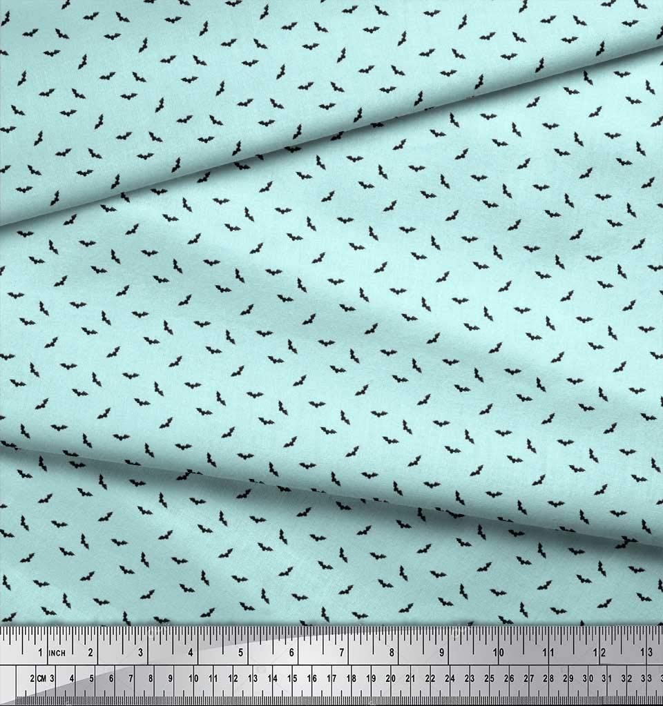 Soimoi 100% Cotton Voile Fabric - Blue Bat Bird Print - 56