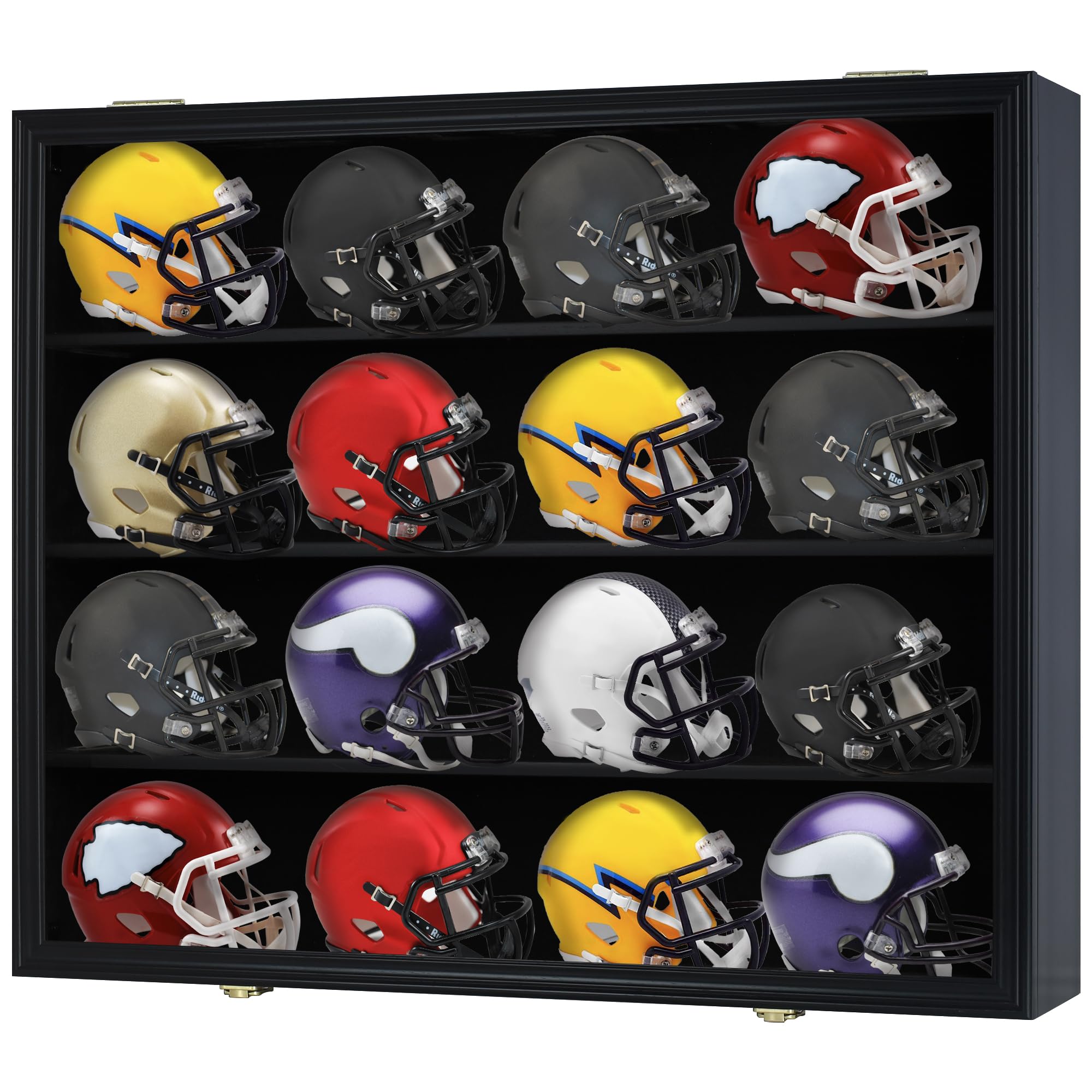 Wall Display Case Cabinet for 1:24-1:18 Scale Diecast Model Cars & 1:2 Scale Football Helmets - Perfect for Collectors, Showcase Hot Wheels, Mini Helmets (Cars/Helmets Not Included) | Ideal for Home Office, Man Cave, or Sports Memorabilia Display