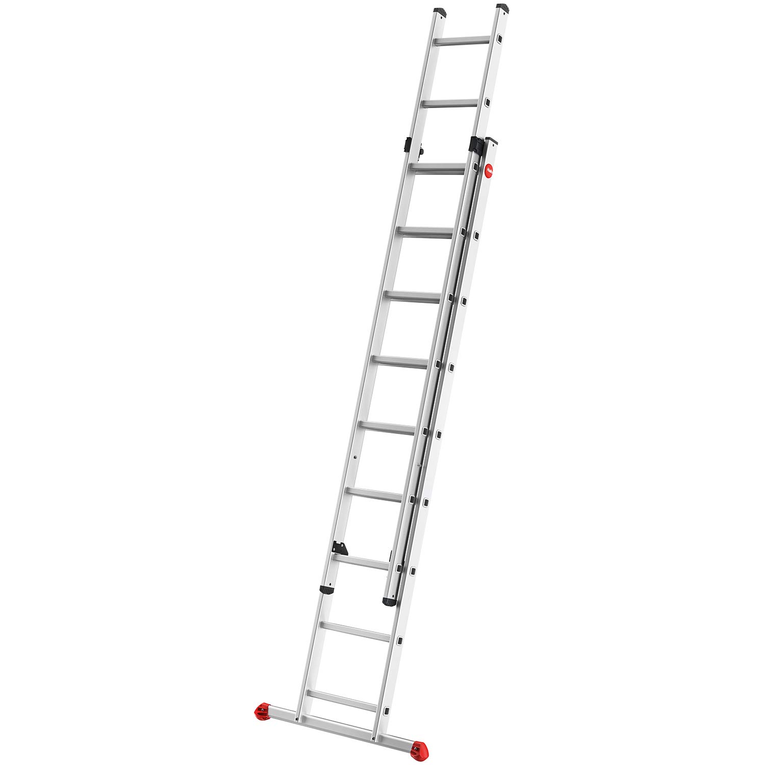 Hailo 7209-007 Aluminum Extension Ladder 2-Section Sliding ProfiStep Duo (2x9 Steps) - Perfect for Home, Construction & Roofing Work