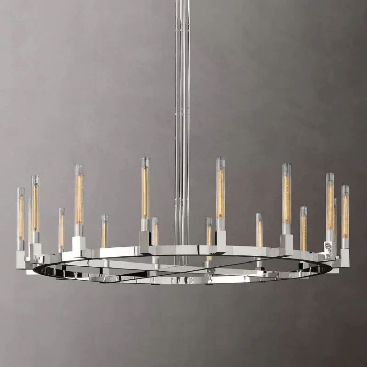 72-Inch Round Mortal Glass Chandelier - Elegant Crystal Ceiling Light Fixture for Dining Room, Living Room & Bedroom Lighting