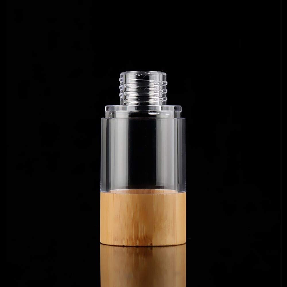 2 PCS Airless Pump Lotion Bottles - Leak Proof & Shockproof Bamboo Dispenser, 30ml Travel Size Refillable Cosmetic Containers for Cream, Serum, Moisturizer, Foundation & Liquid Soap | Perfect for Travel, Gym & Home Skincare Organization