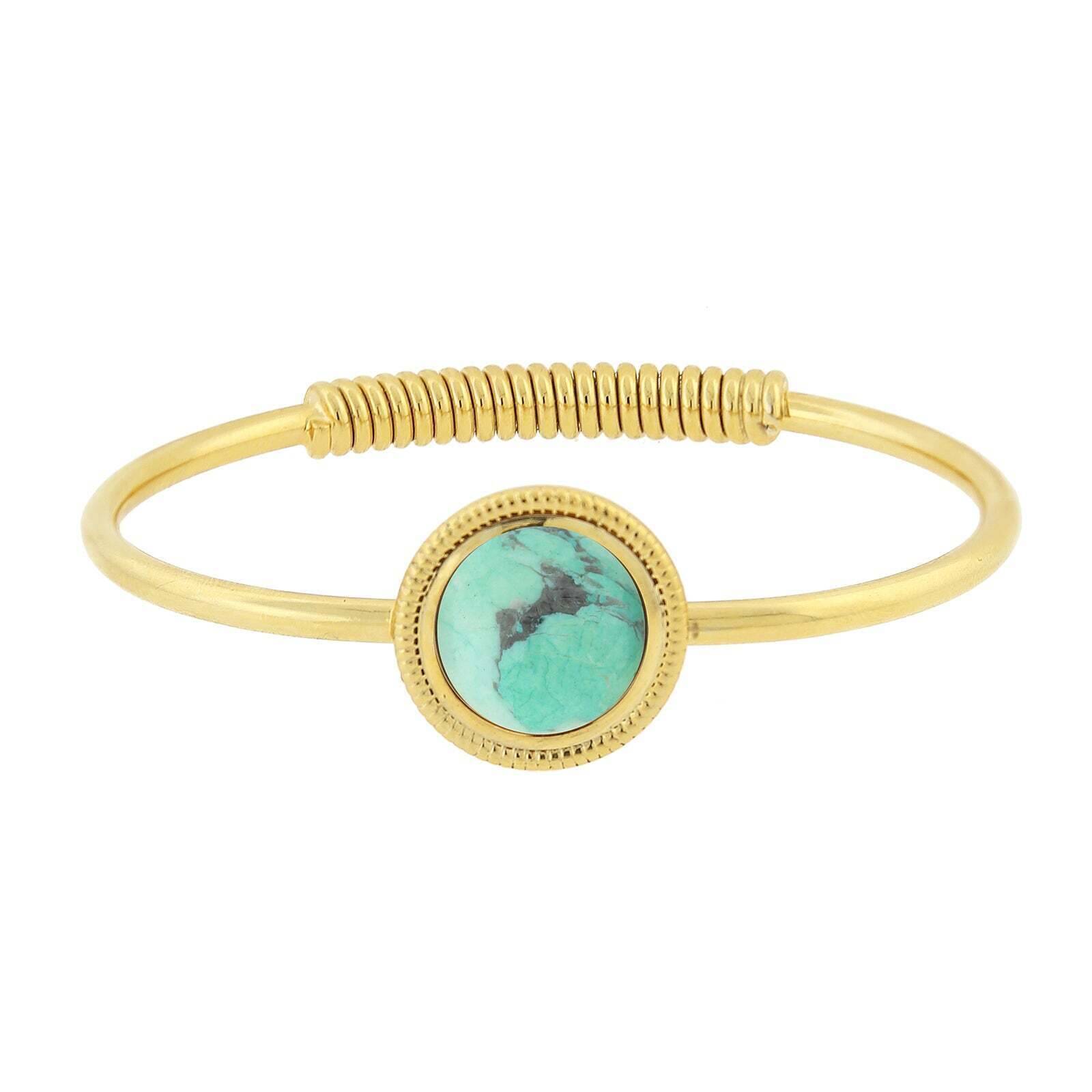 14K Gold Dipped Gemstone Spring Hinge Bracelet for Women - Elegant 1928 Jewelry Collection - Perfect for Weddings, Parties & Everyday Wear