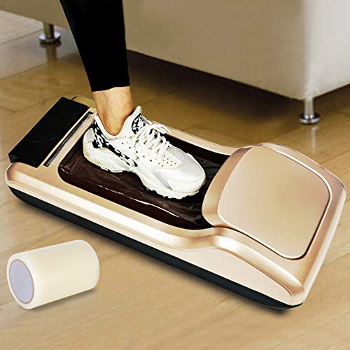 Automatic Shoe Cover Dispenser Machine with 600pcs Disposable Plastic Shoe Covers for Home, Office, Hotel - Gold | Keep Floors Clean in Medical Clinics, Warehouses & Construction Sites