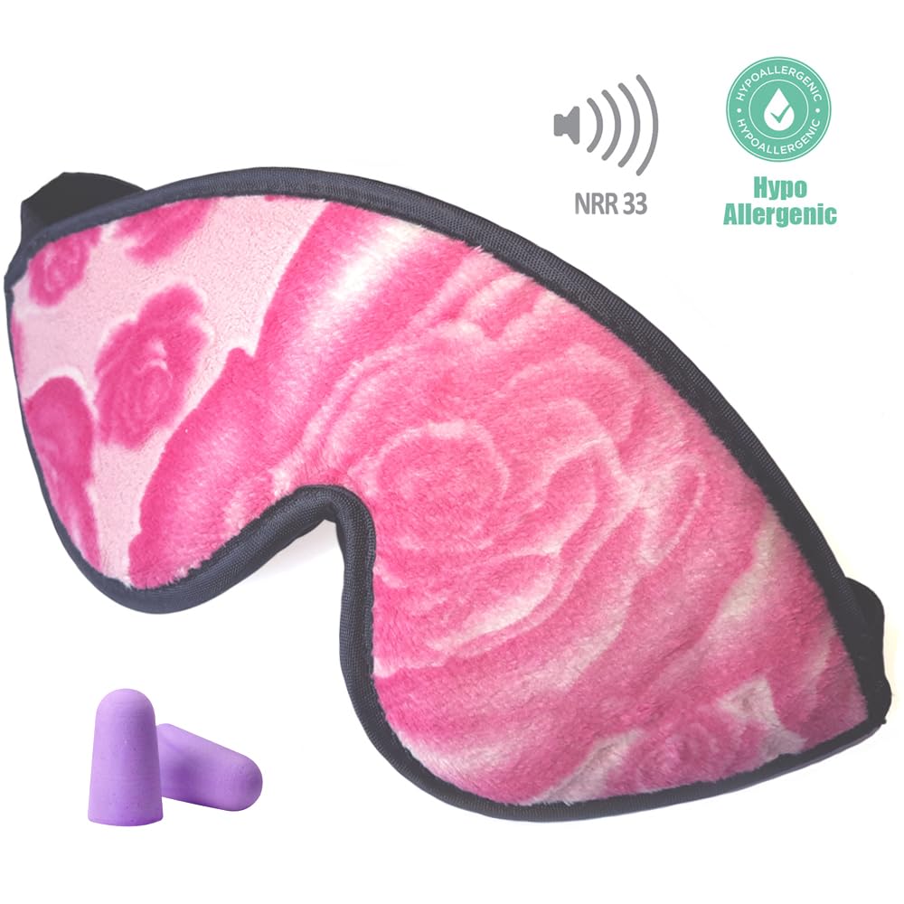 Comfort Plus Sleep Mask - Floral Plush Rose Design for Deep Sleep & Travel | Blackout Eye Mask for Women & Men | Perfect for Night Shifts, Meditation & Airplane Use