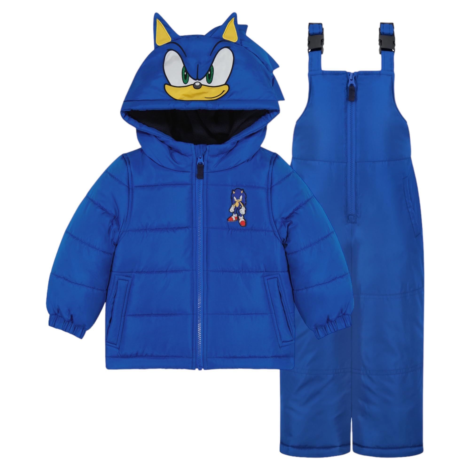 Sonic The Hedgehog Boys' Heavyweight 2-Piece Snow Bib & Jacket Set - Winter Snowsuit for Kids - Perfect for Skiing, Snowboarding & Outdoor Winter Play